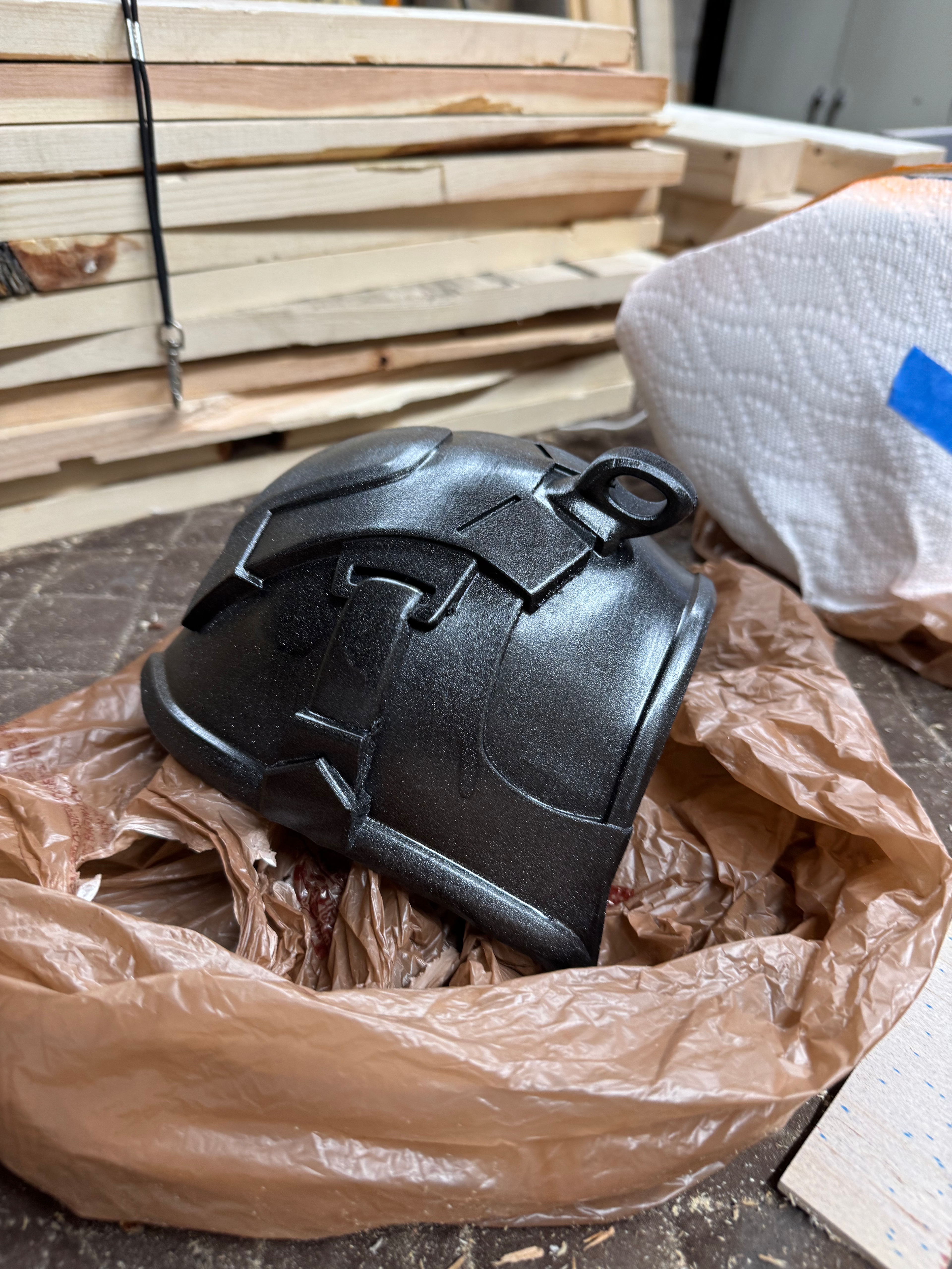 Deathstroke Helmet, Back Plate Metallic Paint Job (Pre 1K Coat)