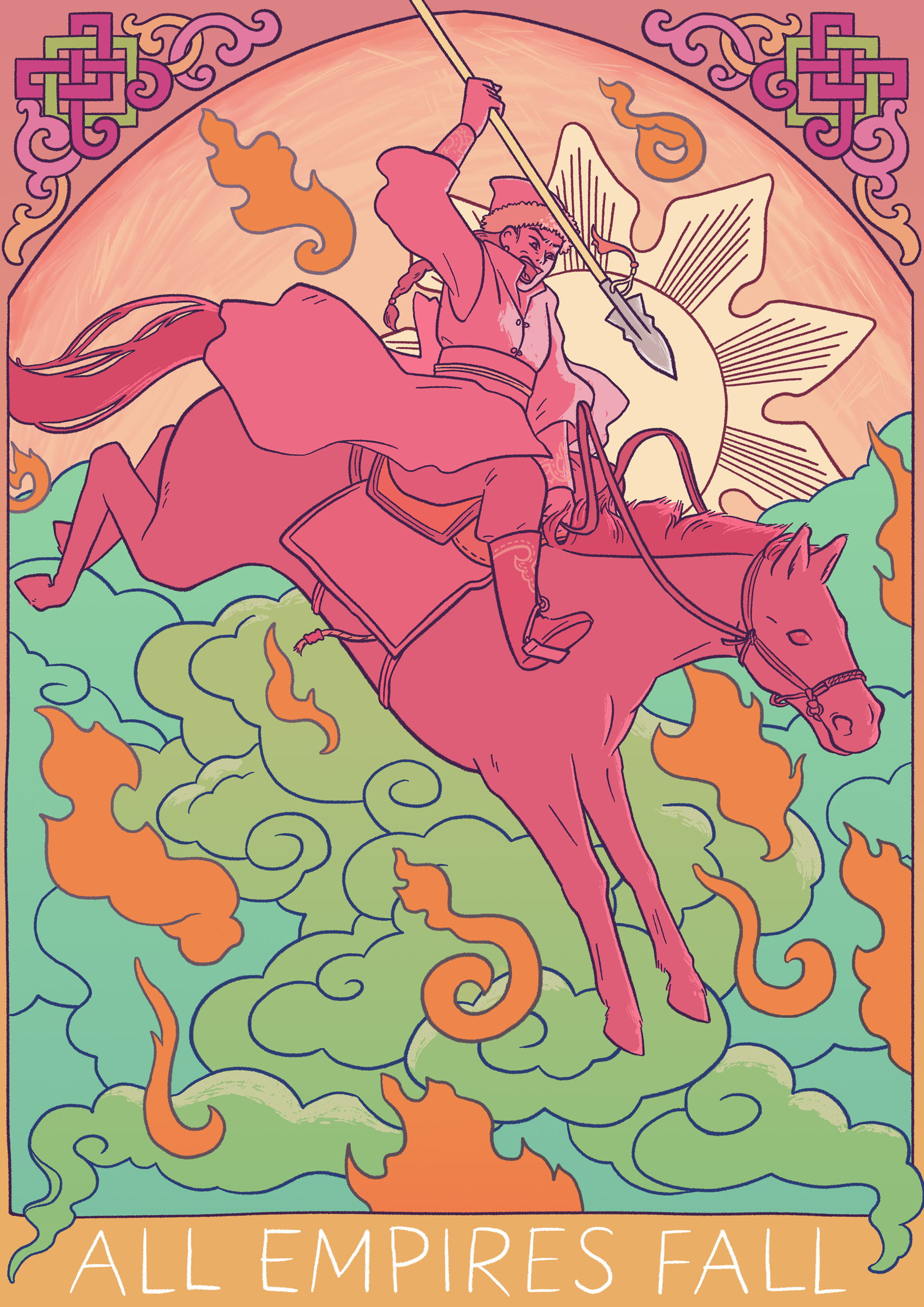 A print exploring more Mongolian painting styles and colours. 