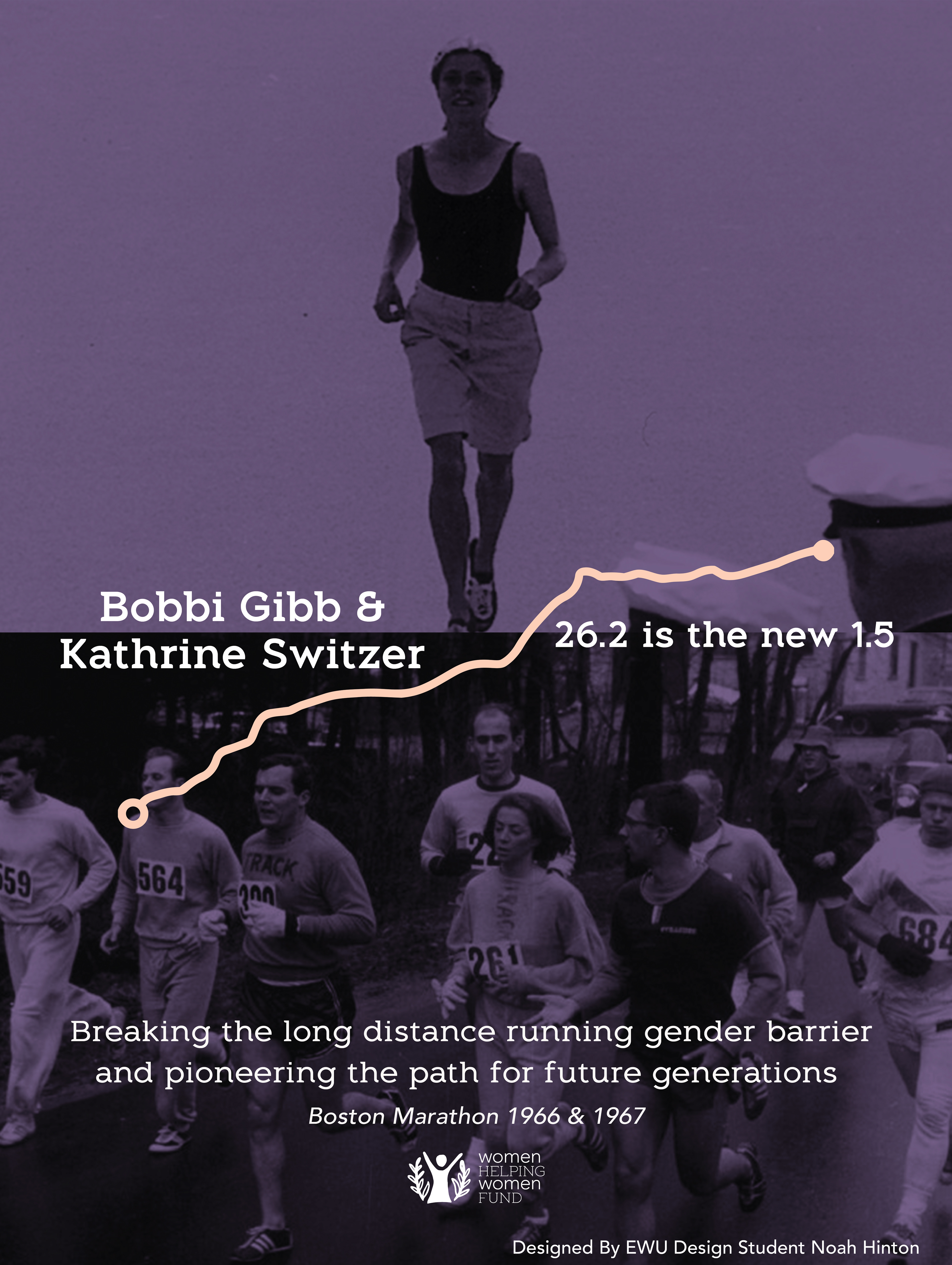 Inspiration poster of Bobbi Gibb and Kathrine Switzer who went against the norms and raced the Boston Marathon when they were told they couldn't.