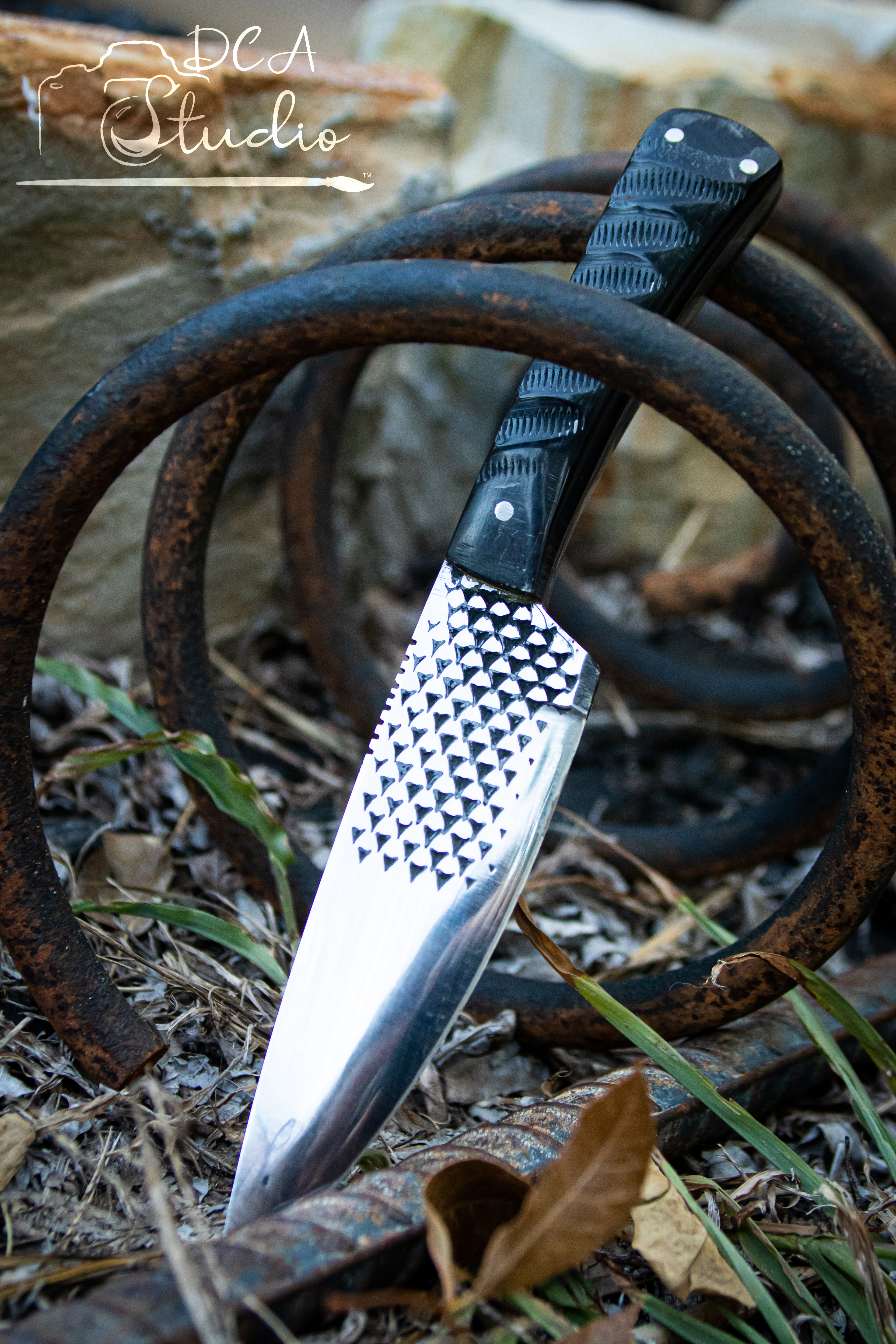 The Jigged Buffalo Horn Hunter knife: designed and forged by BrackinBladesForge.com