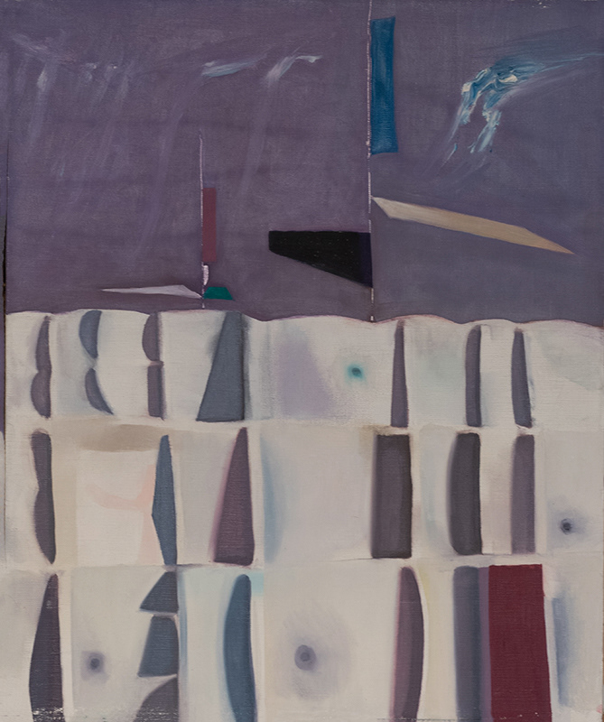 "Sand Fence & Cirrus Clouds" o/c 24x20, signed on stretcher