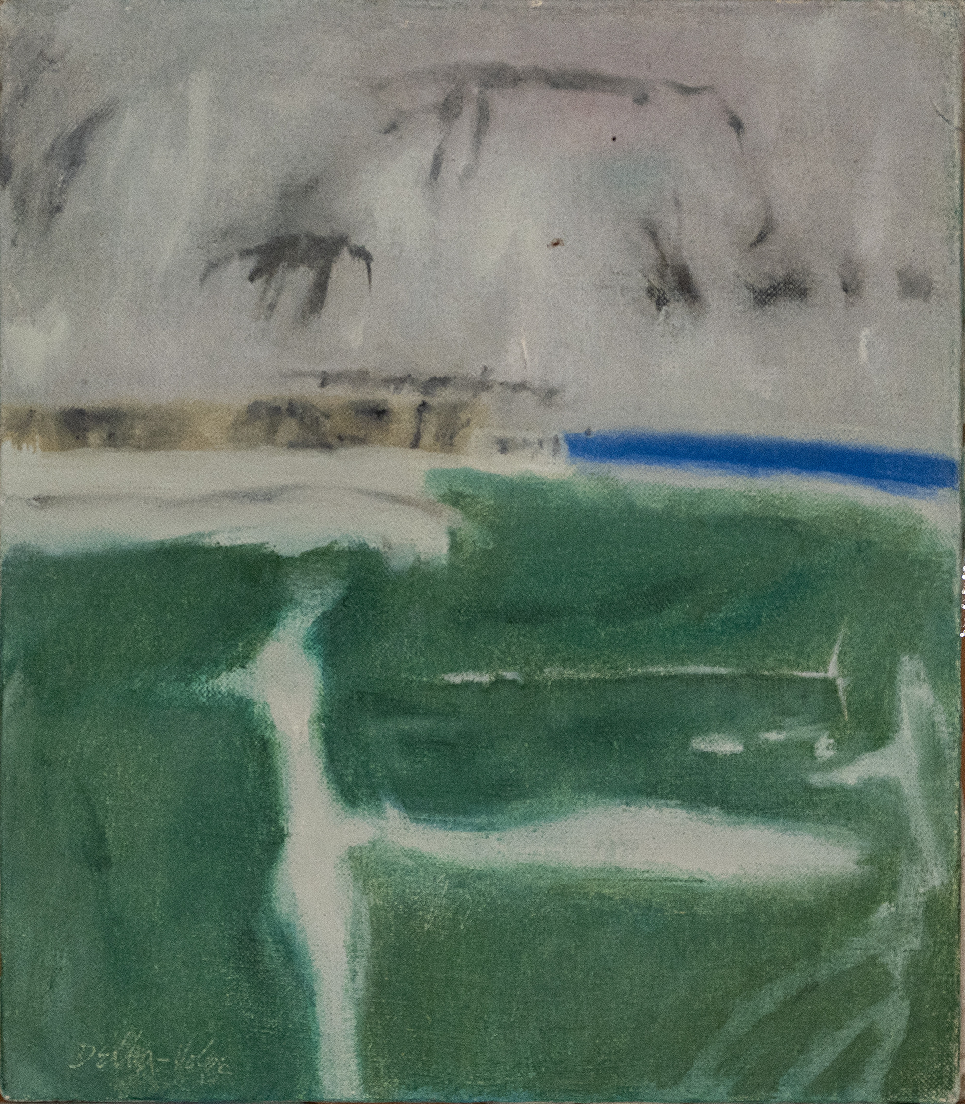 "Cloudy Day oer Green Lagoon, 16x14, o:c, slr.