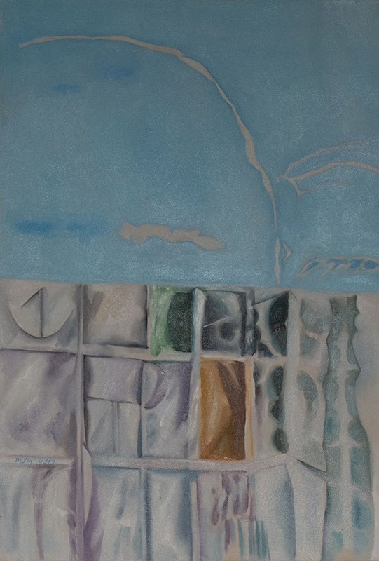 "Sand Fence and Clouds #2, o/c 32x22 (1973)