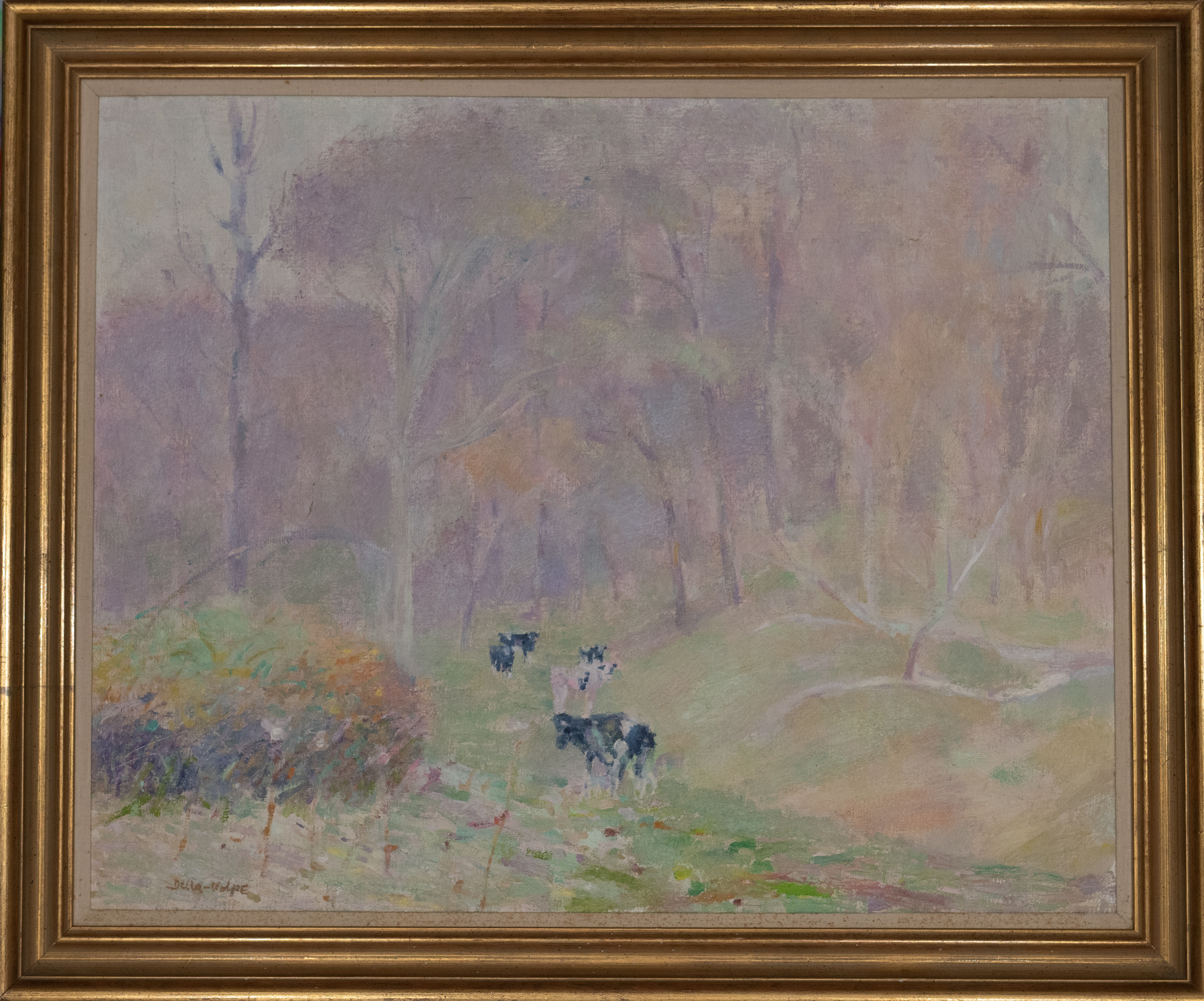 "Young Cows at Edge of Forest, 24x30, o/c, sll
