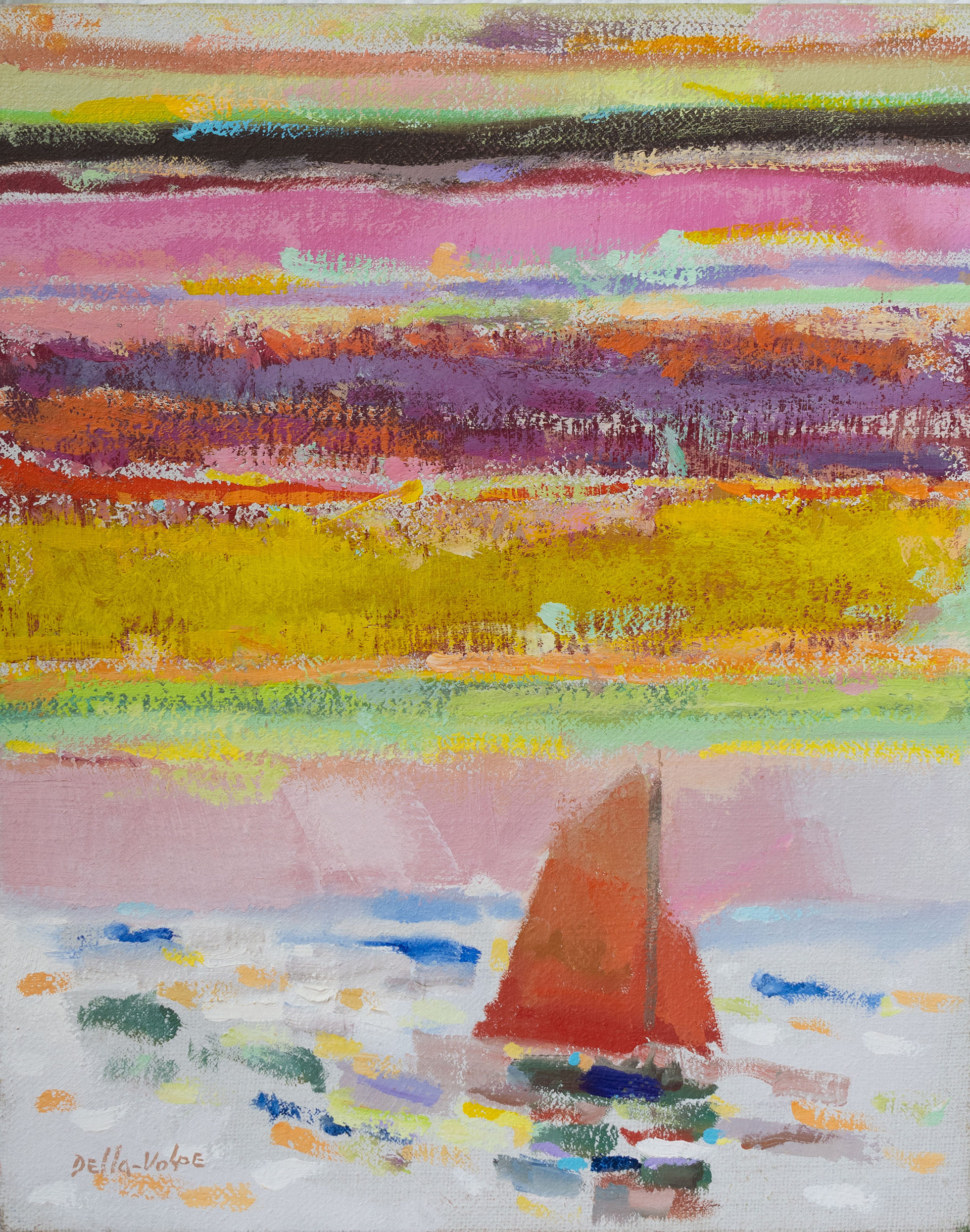 "Red Sailboat" 20x16.5, sll