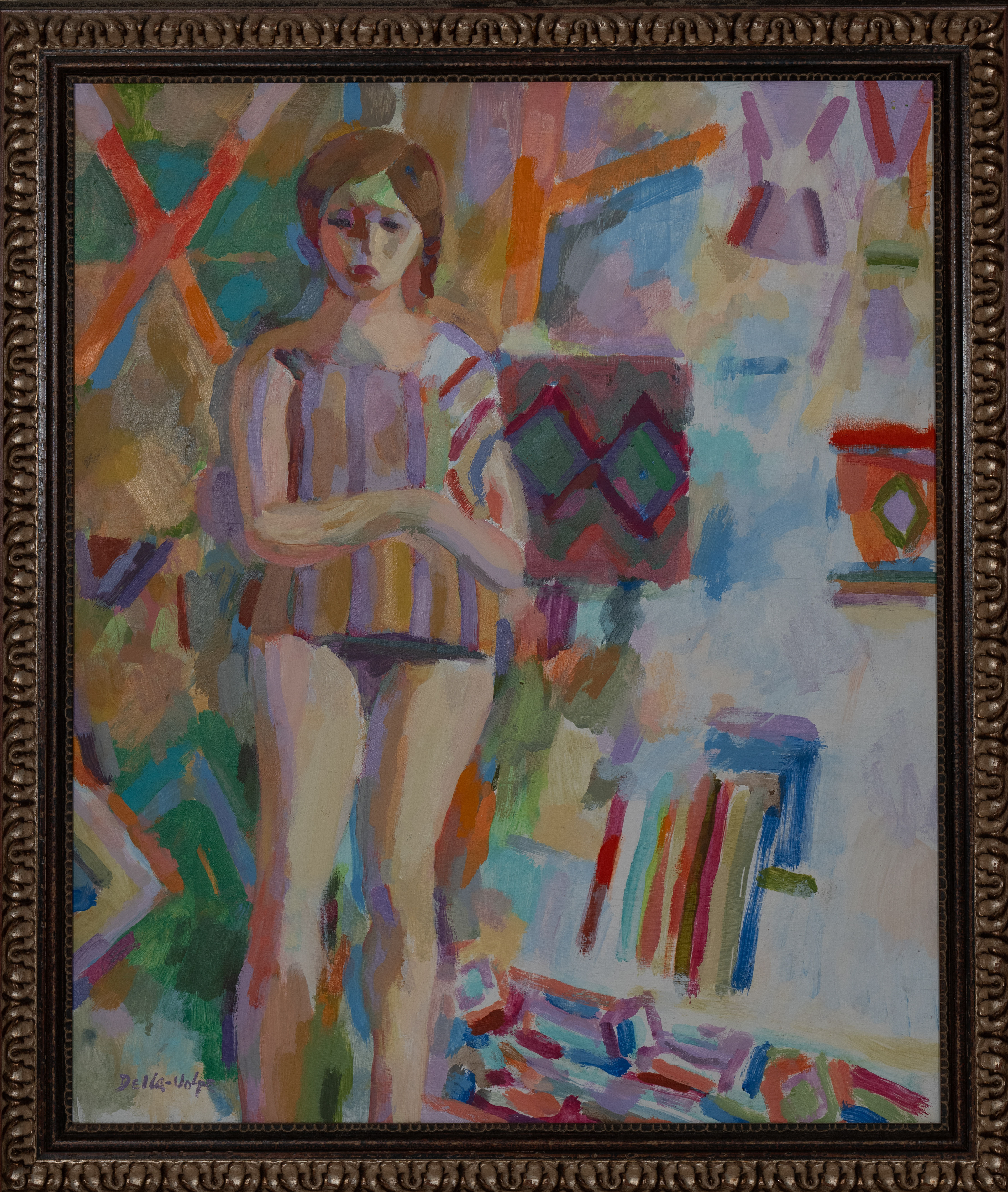 "Girl in Stripes' o/b, framed, 24x20, sll, 