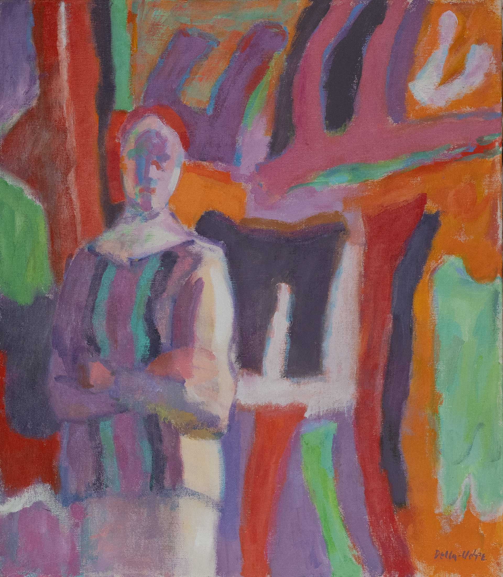 "Studio Visitor" 38x26, oil/c, slr (1997)