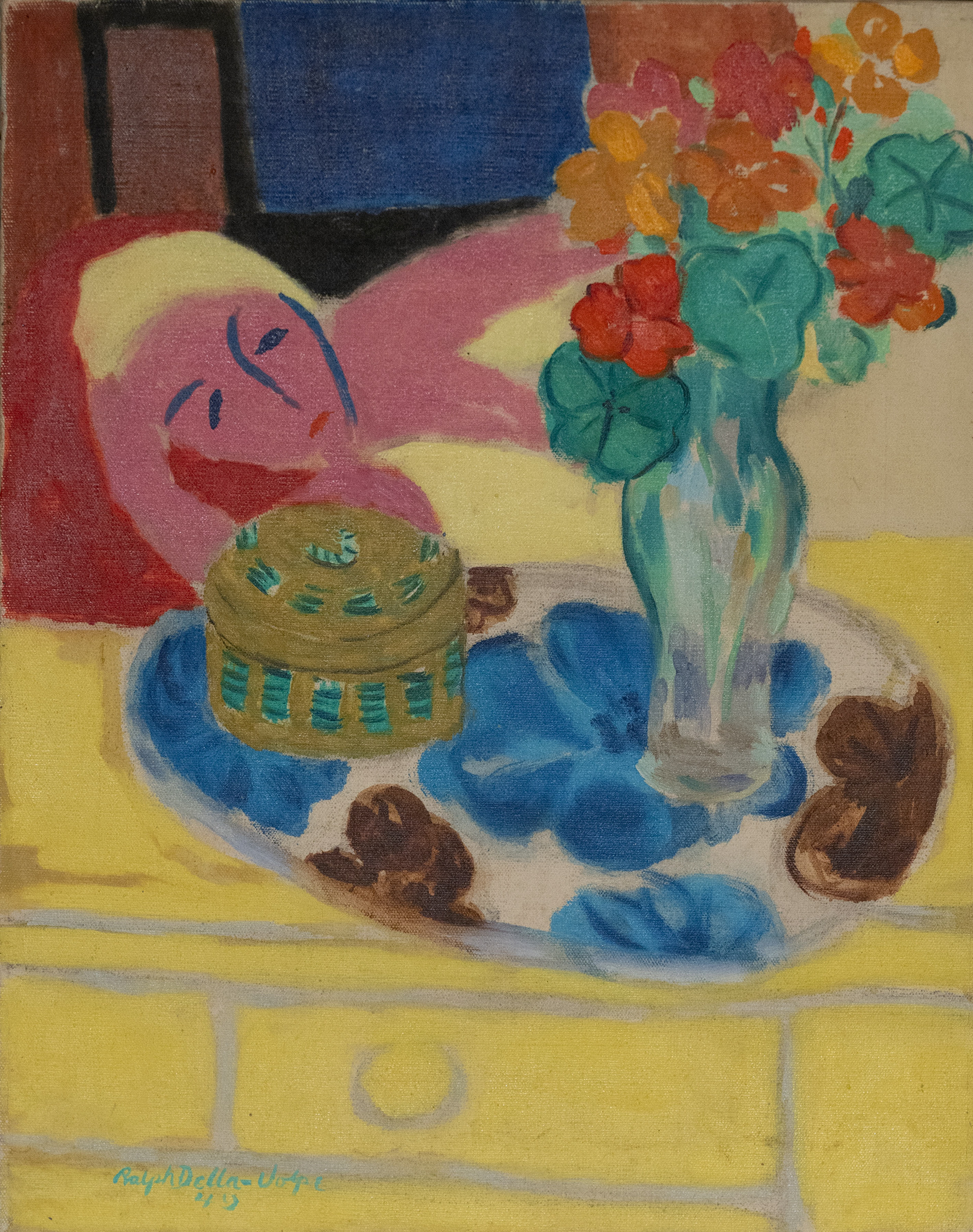 "Pink Lady & Still Life" , 20x16, oil/c, sll, (1949)