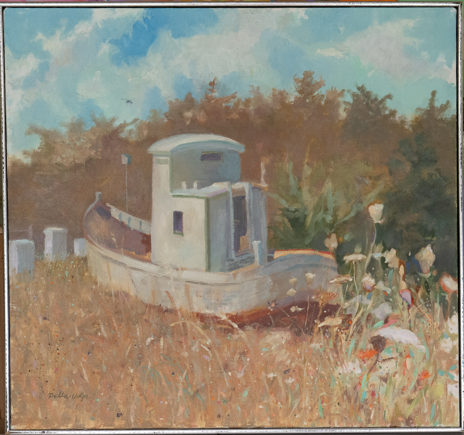 "Old Boat and Beehives", 28x30, o/c, sll