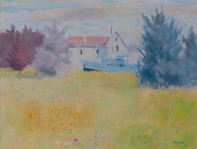 "Hotel and Boat" 30x40,slr ( framed)