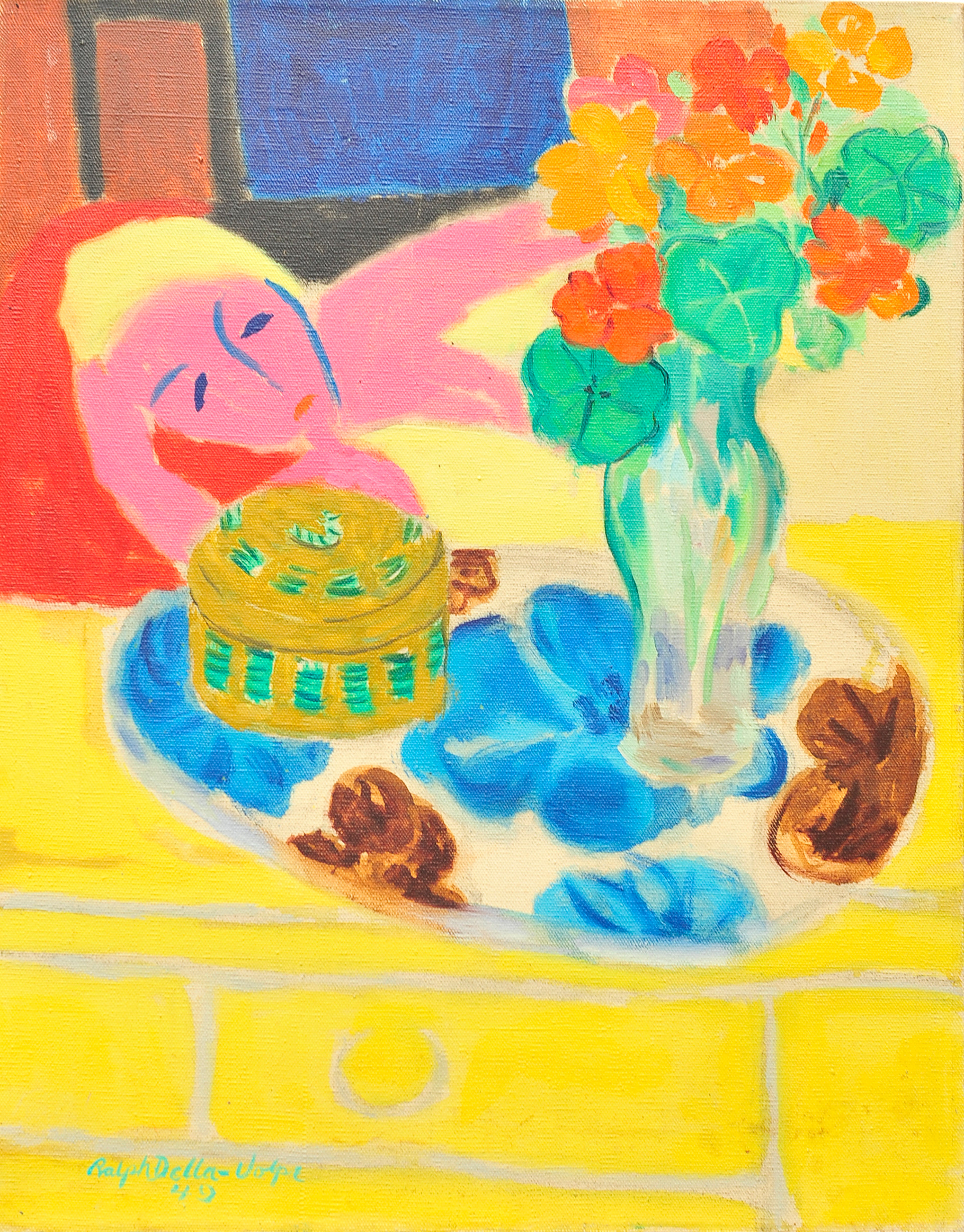 "Pink Girl with Still Life" (1949) sll, 20x16