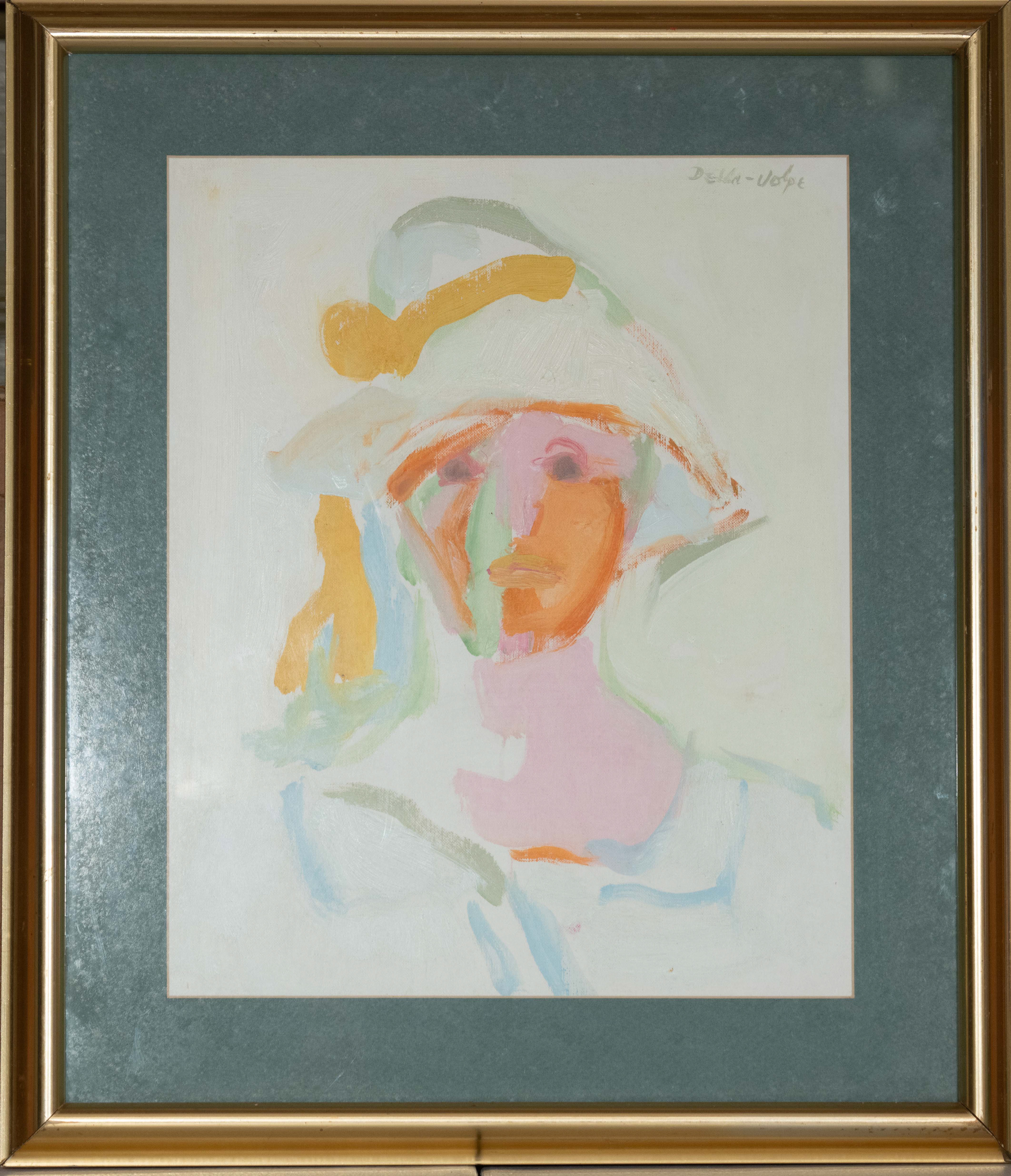 "Woman in Light Hat" with frame 21x 18 under glass 
