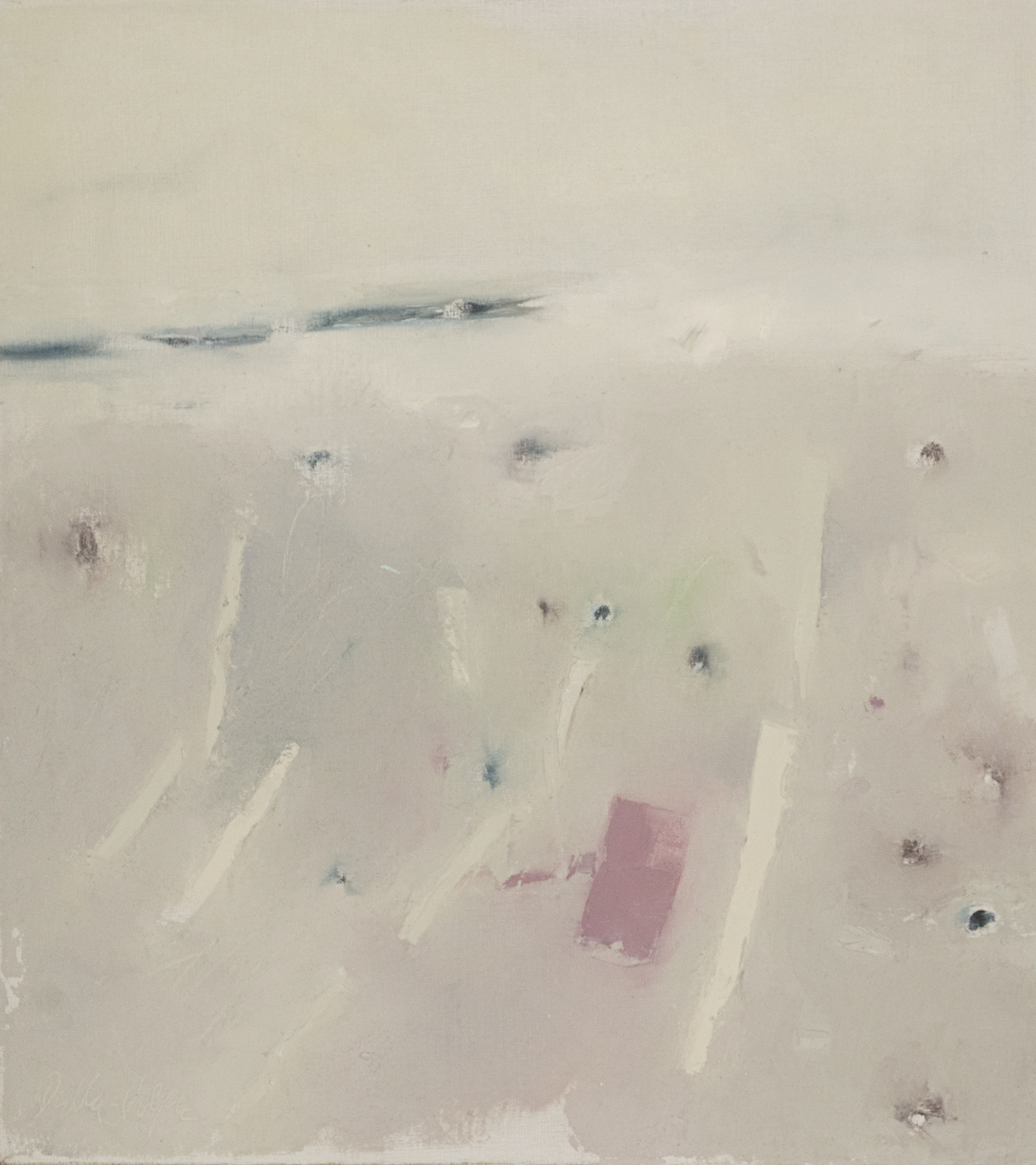 " Beach Overwash + Purple Towel" 22x20, o:c,sll intaglio, (1970) 