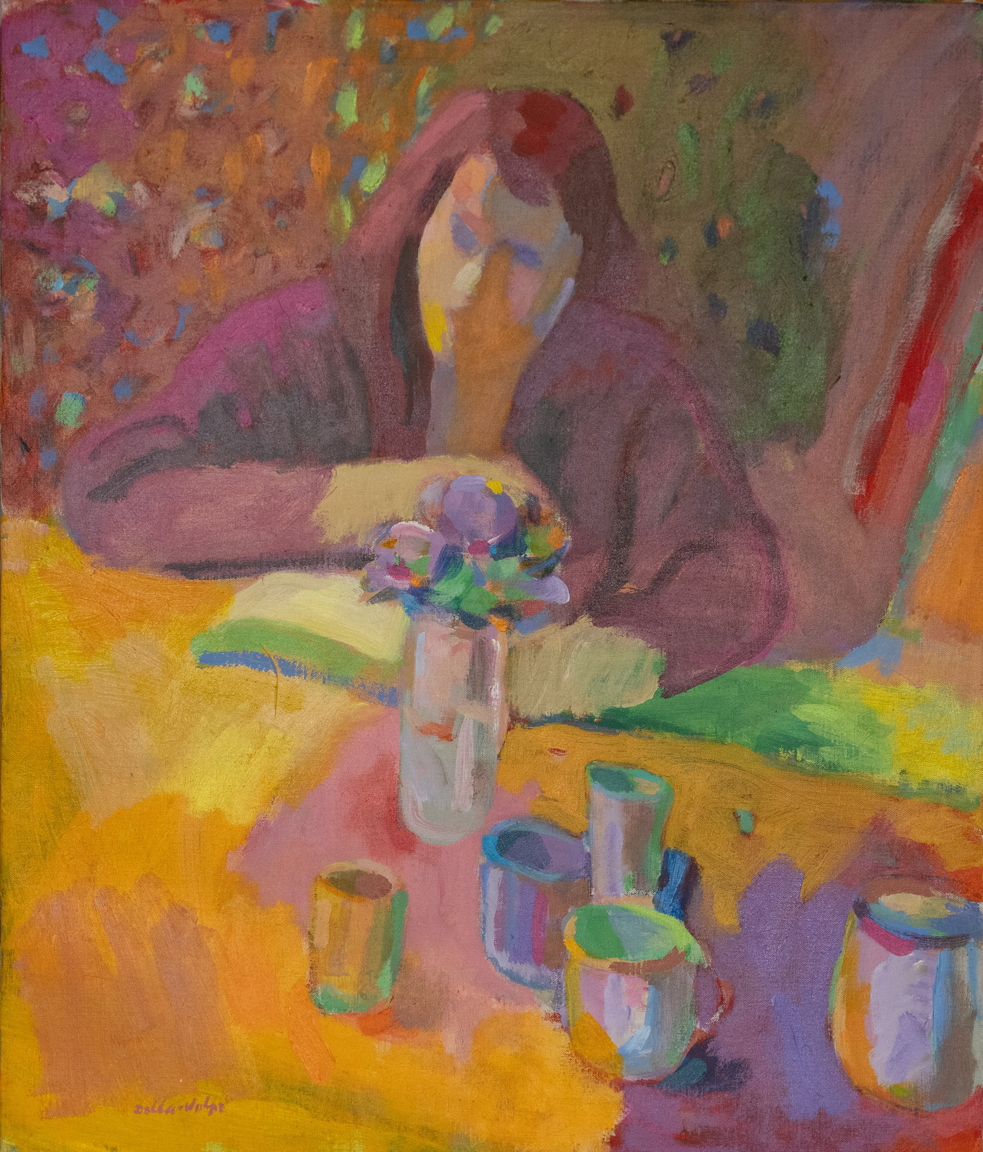 "Girl Reading", 26x22, oil/c, sll