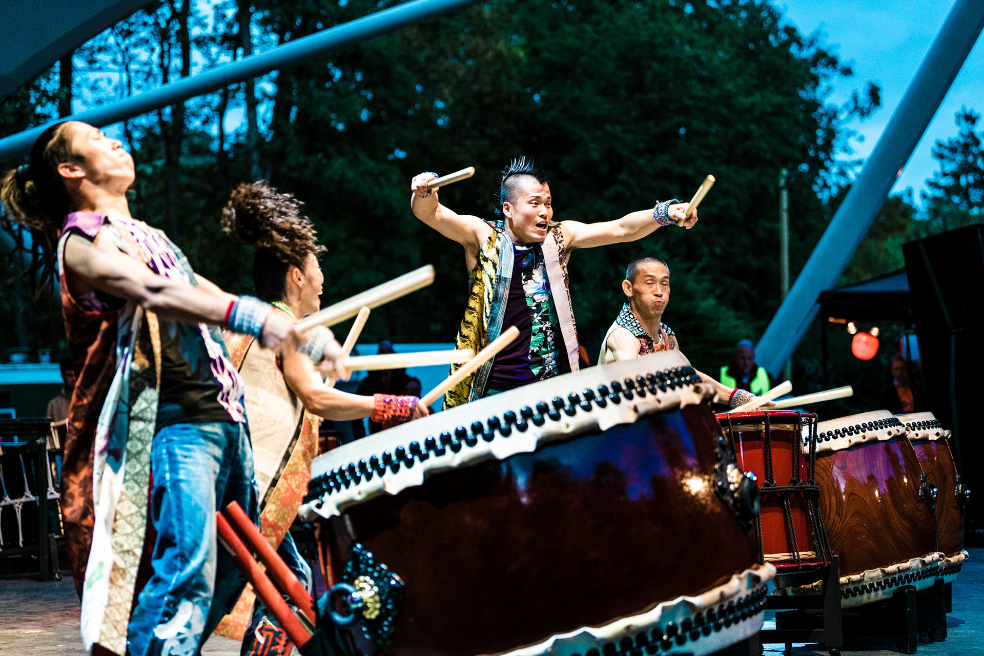 Taiko Festival te Den Haag. in beeld de Yamato drummer, wereldberoemd op het gebied van Taiko drummen.