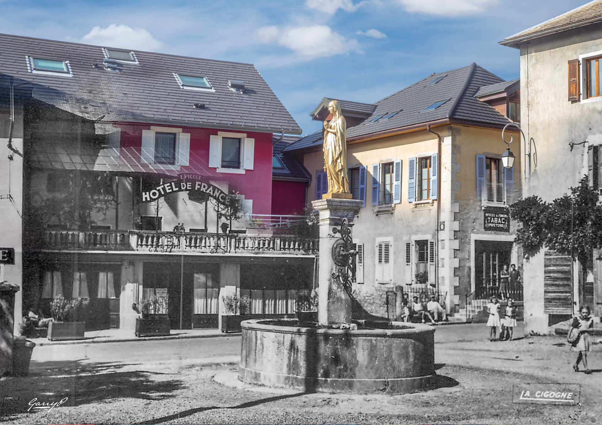 Fontaine et Hotel de France