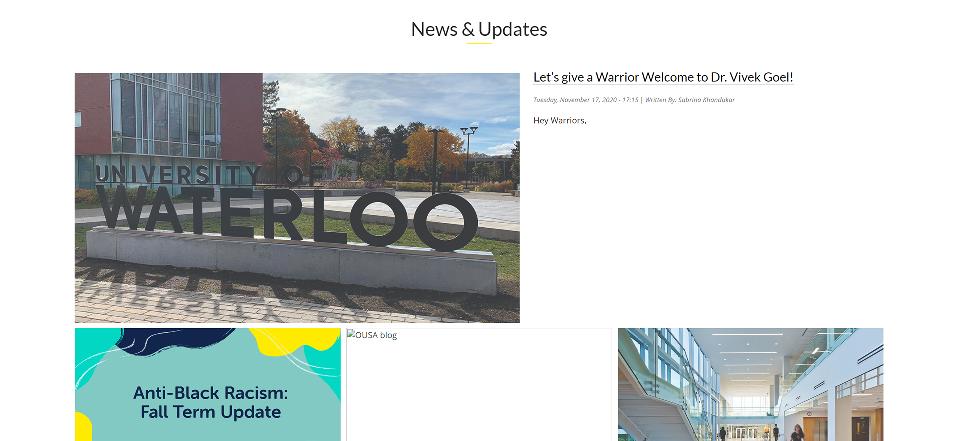Old News & Updates Layout