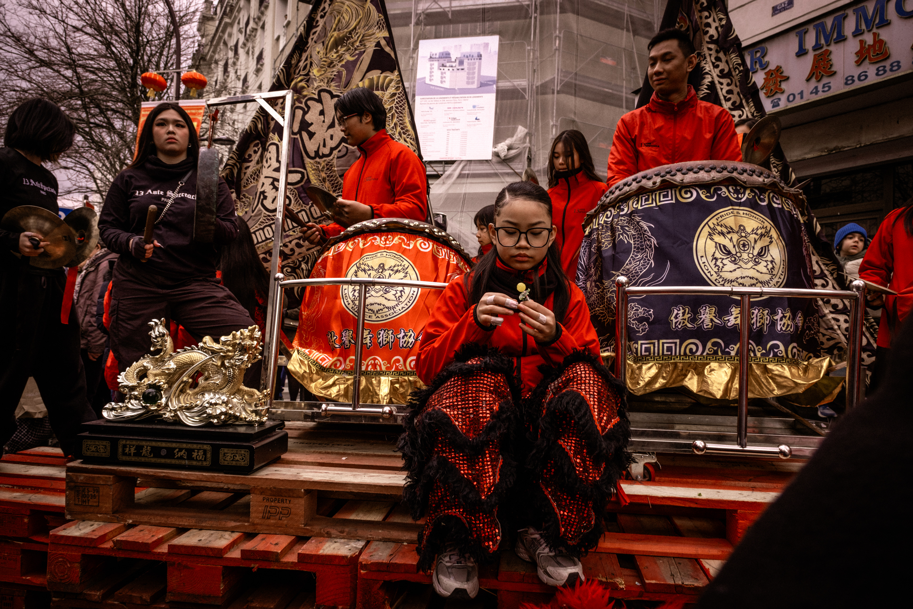 Lion Dance Franco Asiatique, the largest lion dance team in France, performed during the parade in Paris, February 9, 2025.