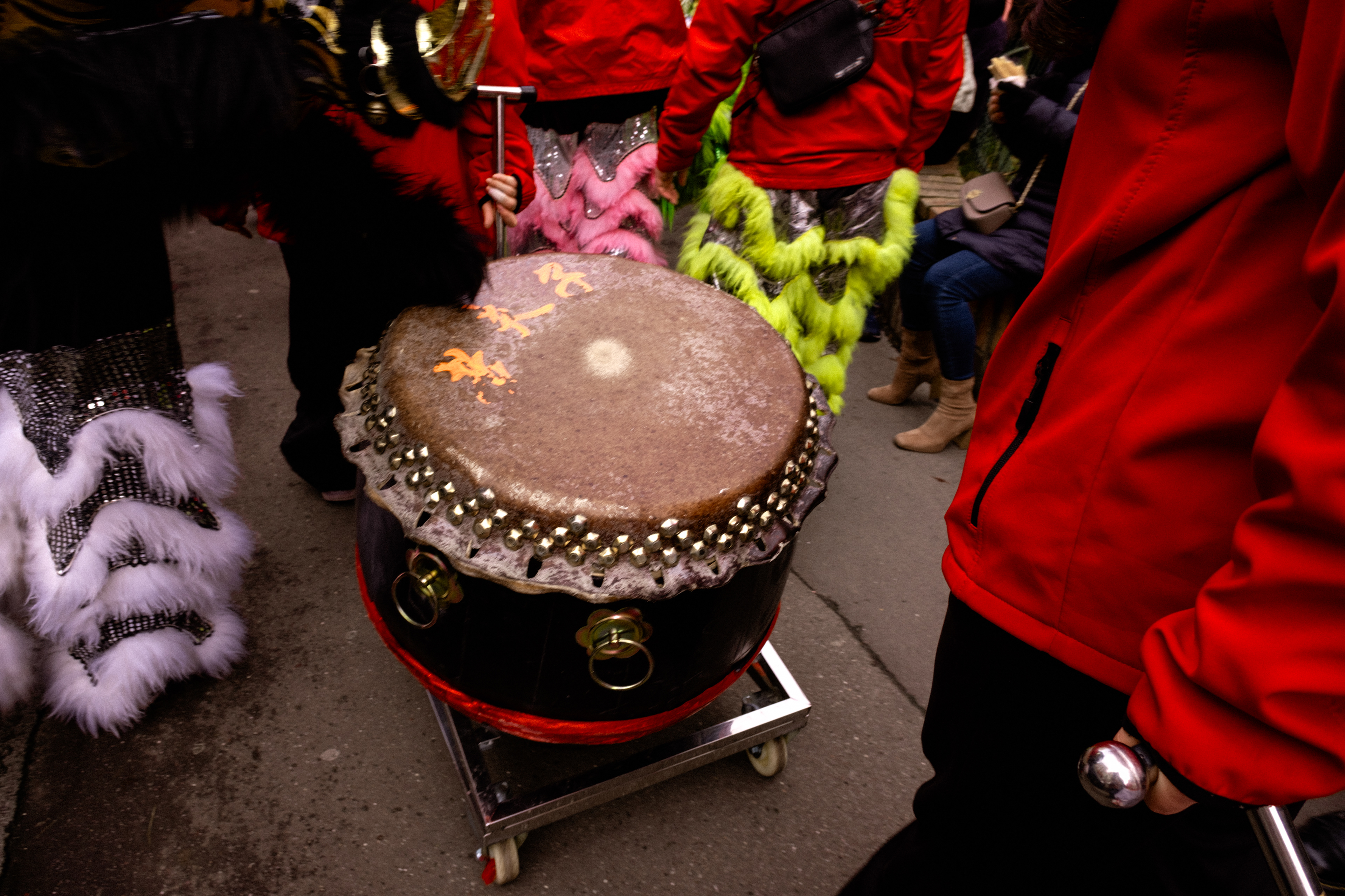 Lion Dance Franco Asiatique, the largest lion dance team in France, performed during the parade in Paris, February 9, 2025.
