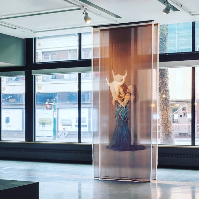 silk organza art print installation