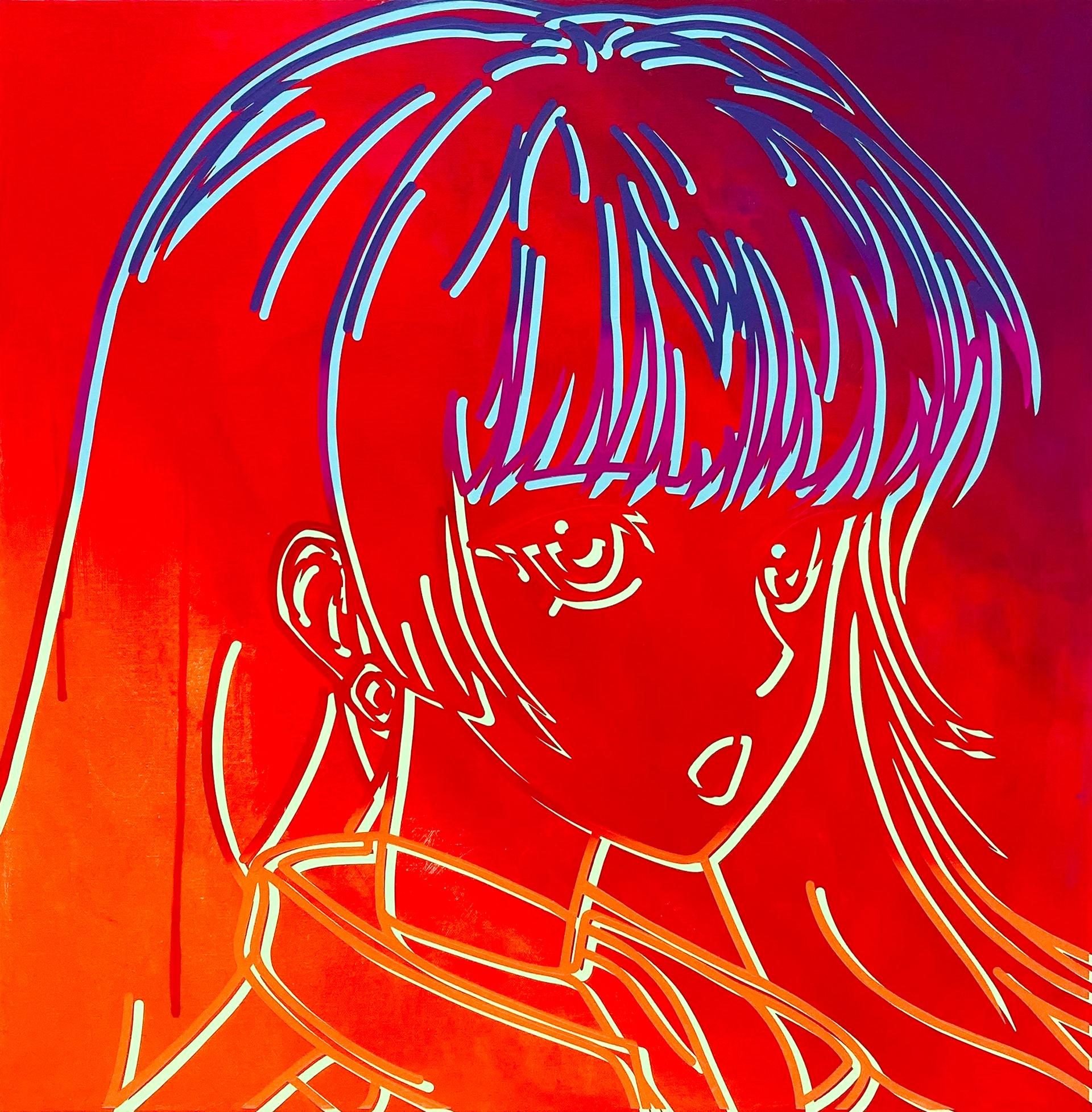 #543_Neon City Pop, Acrylic on canvas, 60.6 x 60.6 cm, 2023