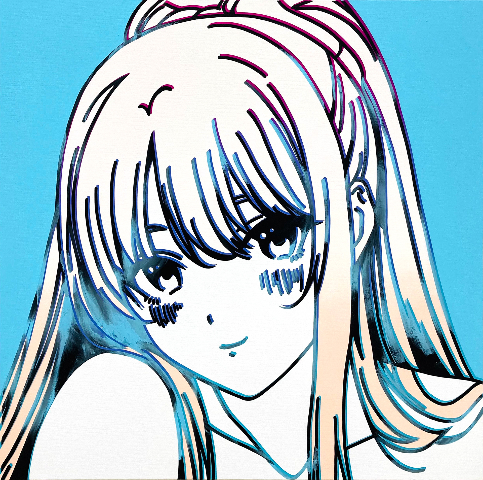 #393_80's Tokyo Girl, Acrylic on canvas, 60.6 x 60.6 cm, 2023