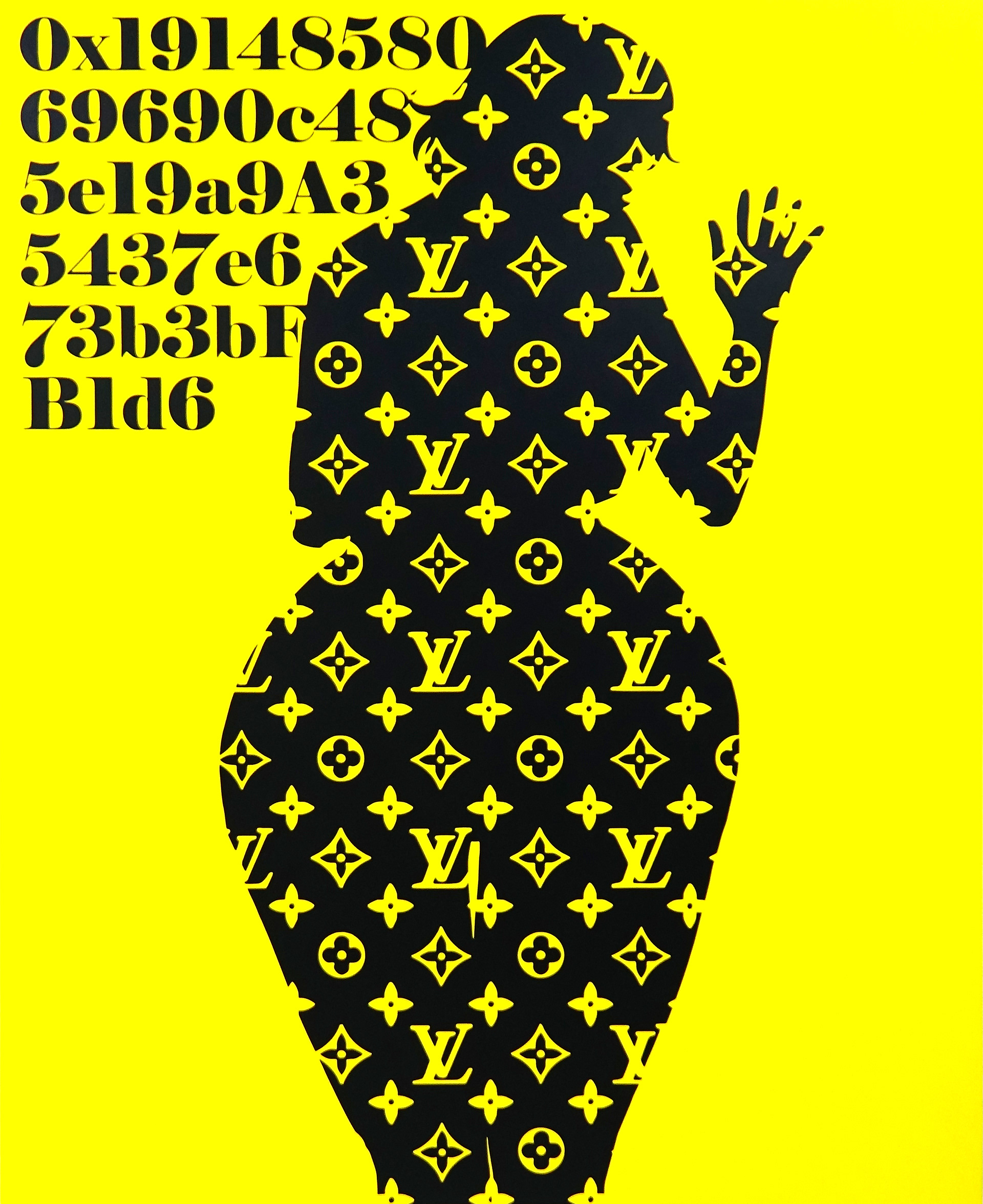 My Wallet of Ethereum(LV Black Girl), Acrylic on linen, 162 x 130cm, 2022