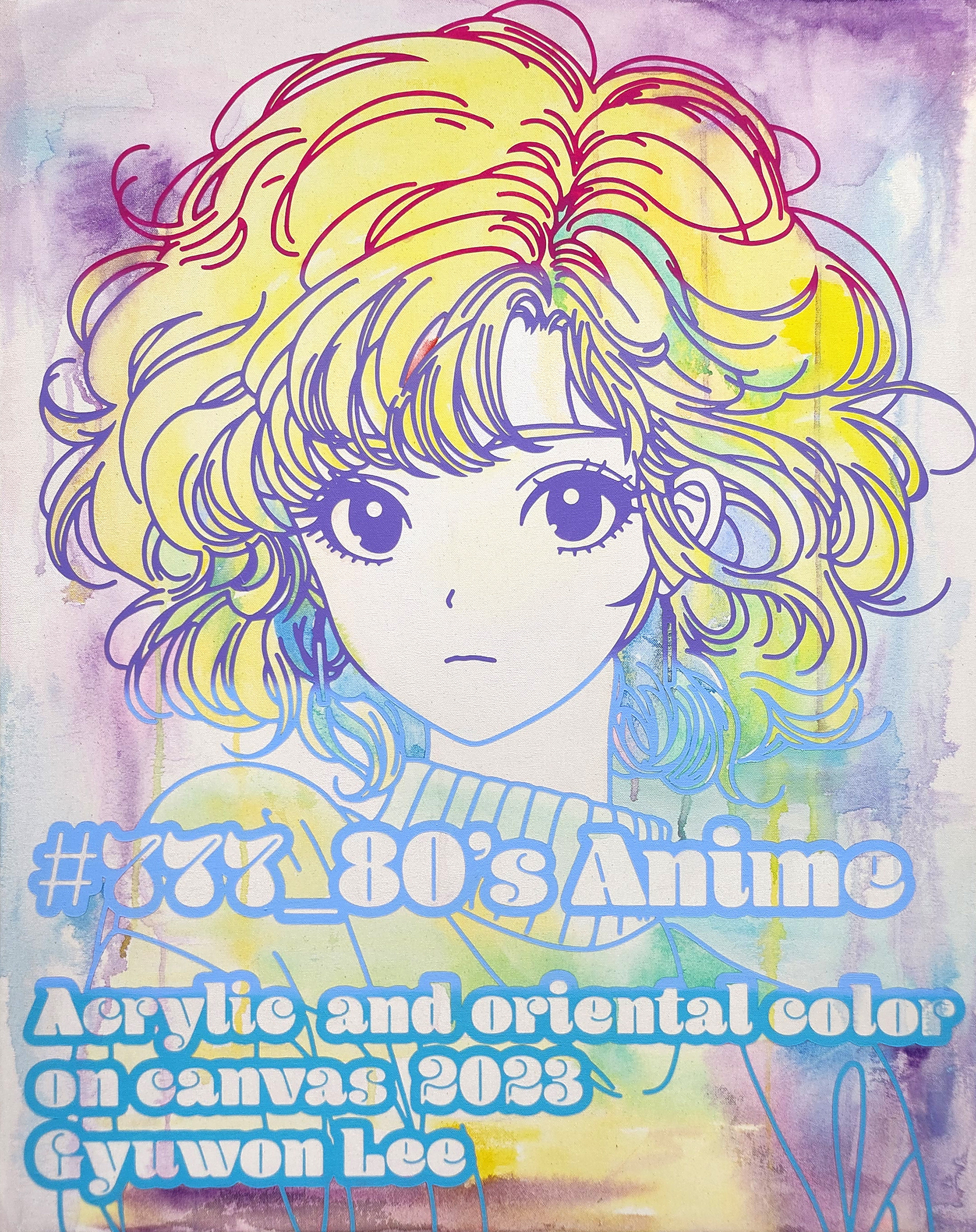 #777_80's Anime, Acrylic and oriental color on canvas, 90.9 x 72.7 cm, 2023