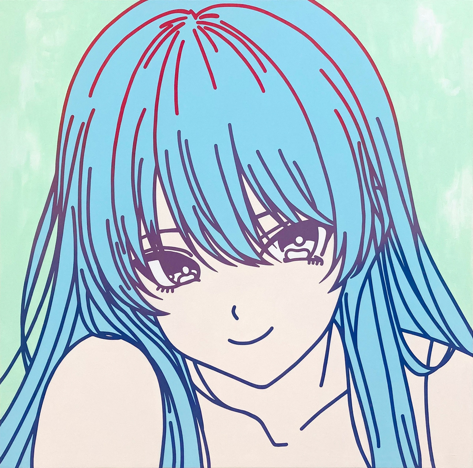 #403_80's Tokyo Girl, Acrylic on canvas, 60.6 x 60.6 cm, 2023