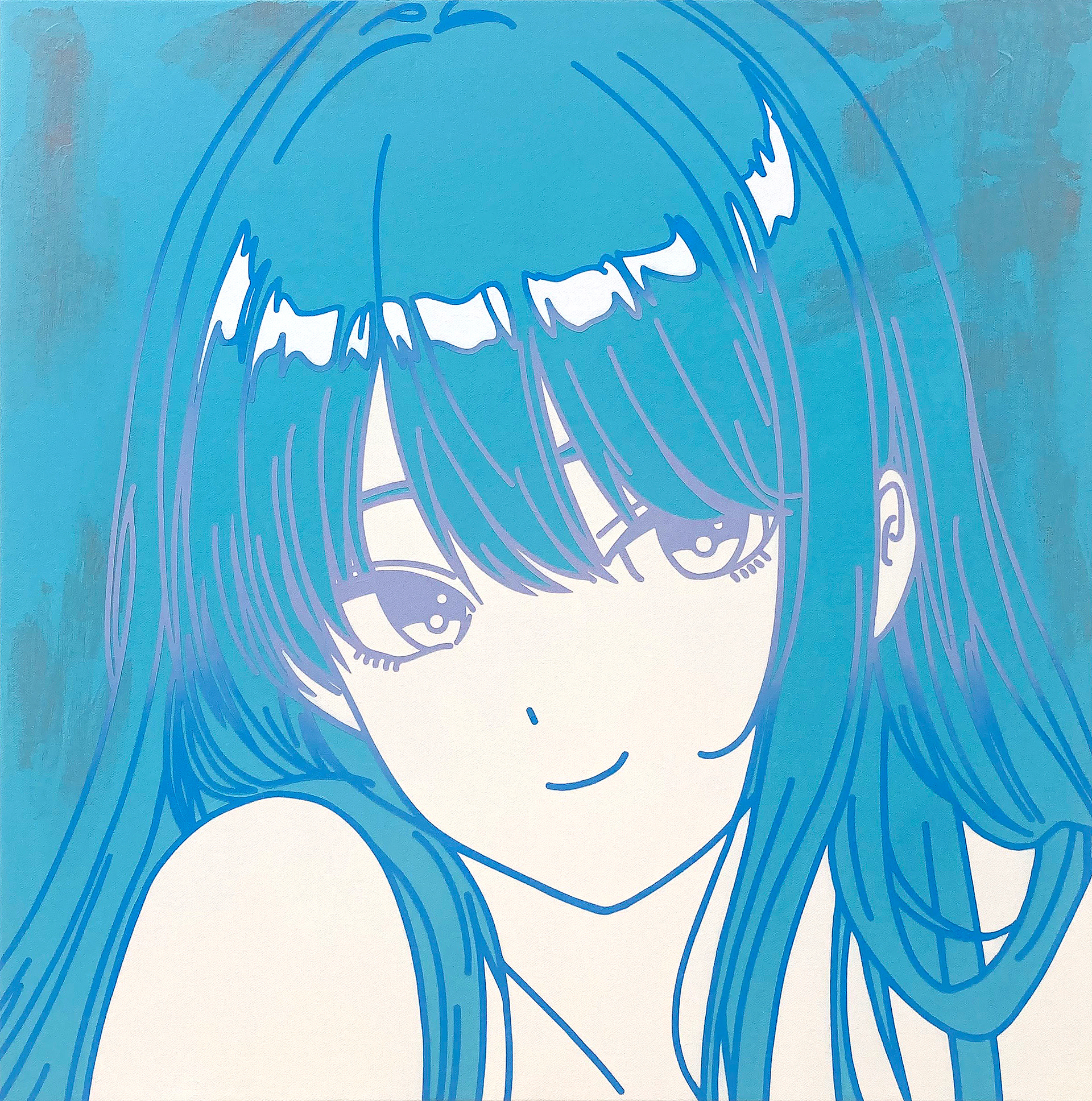 #383_80's Tokyo Girl, Acrylic on canvas, 60.6 x 60.6 cm, 2023