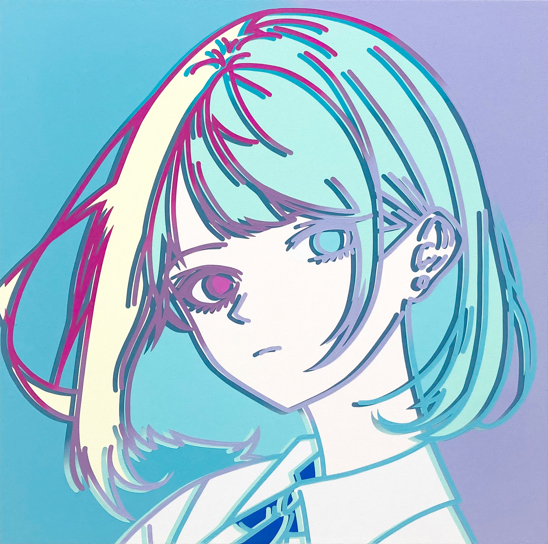 #612_Cool Adult Women, Acrylic on canvas, 45.5 x 45.4 cm, 2023