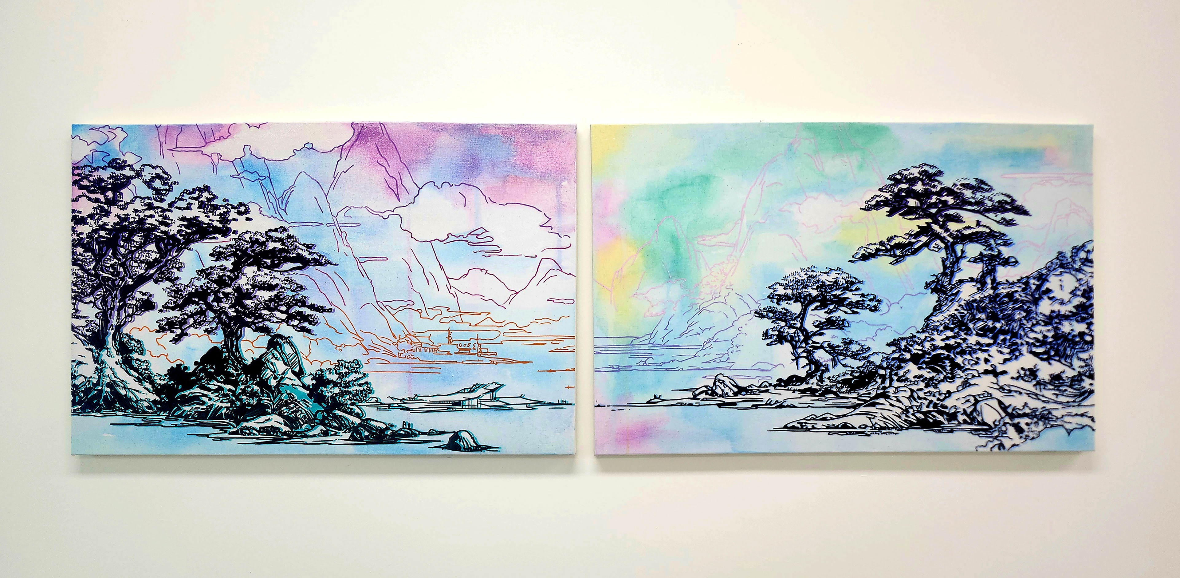 #1_Asian Old Landscape and #2_Asian Old Landscape