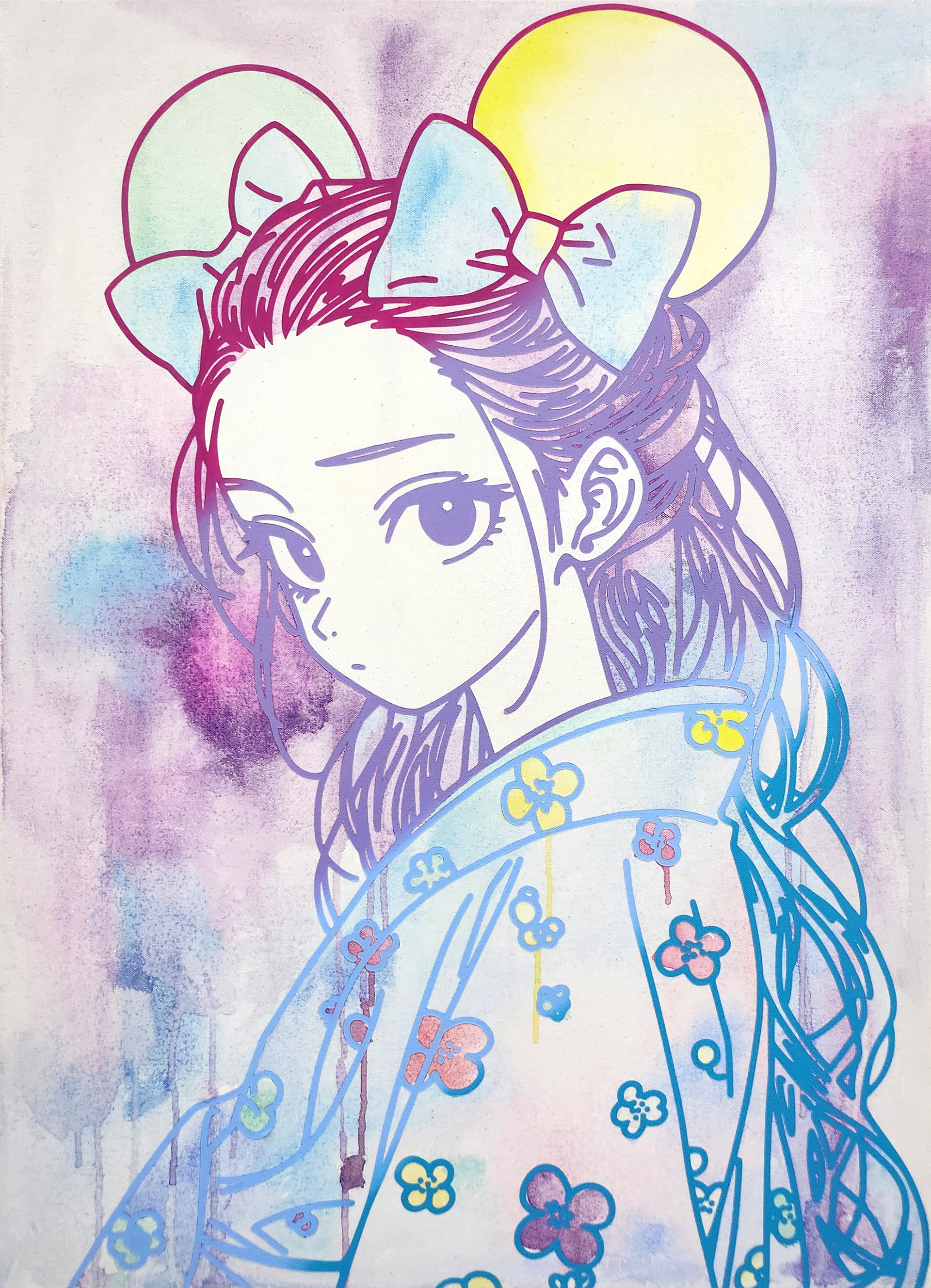 #881_Mini Mouse, Acrylic and  oriental color on canvas, 90.9 x 65.1 cm, 2023