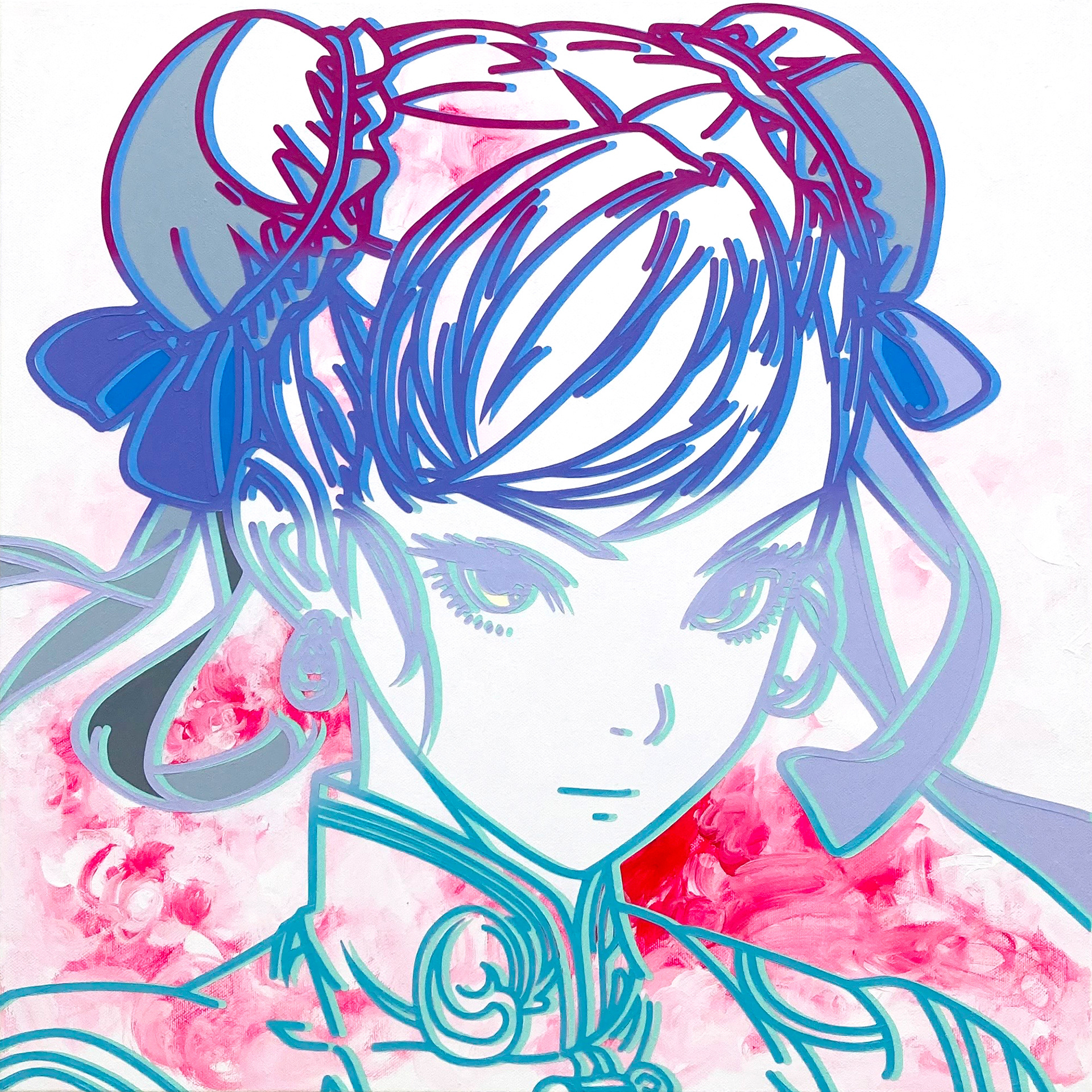 #743_Chun-li, Acrylic on canvas, 45.5 x 45.4 cm, 2023