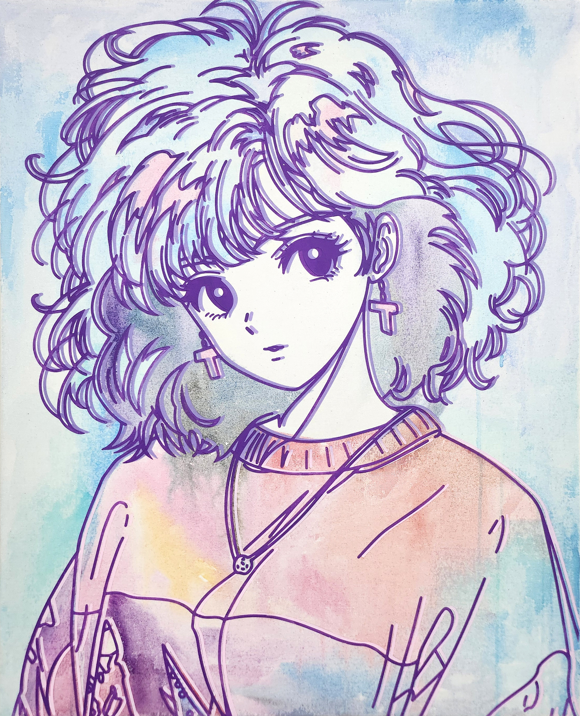 #765_80's Anime, Acrylic and oriental color on canvas, 90.9 x 72.7 cm, 2023