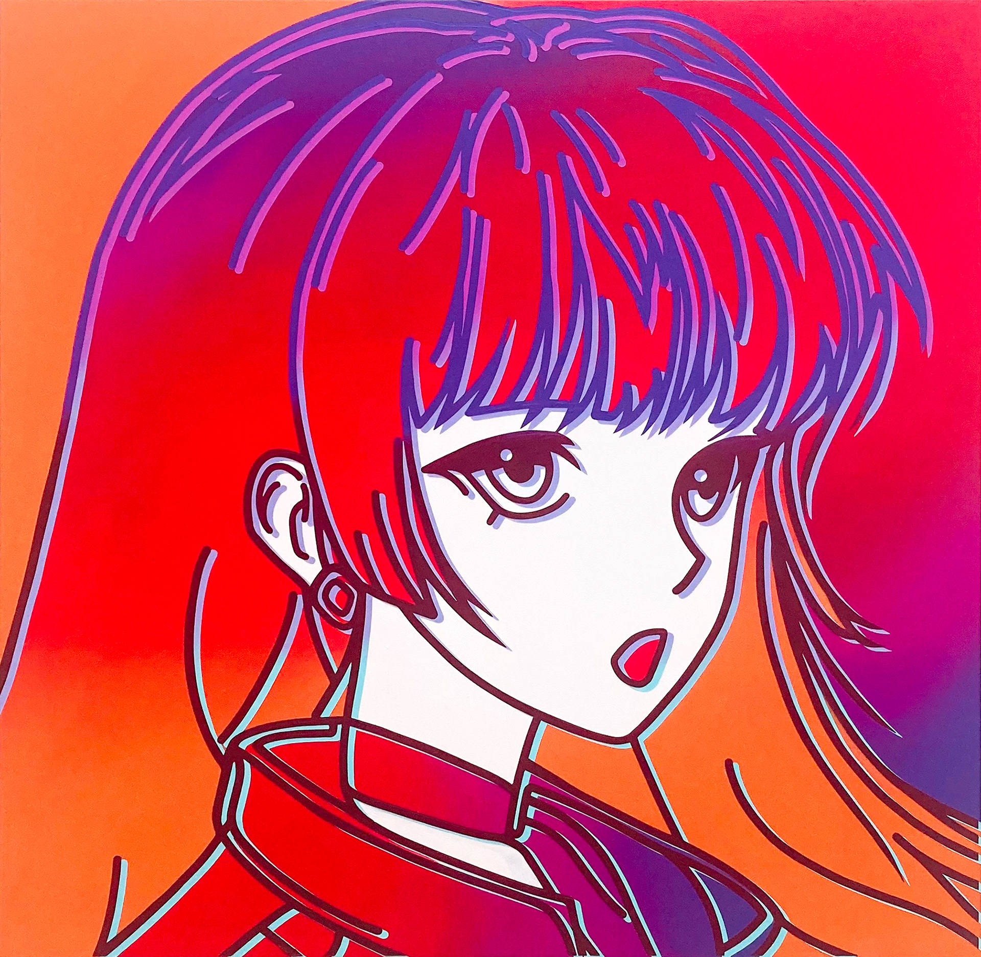 #542_Neon City Pop, Acrylic on canvas, 60.6 x 60.6 cm, 2023