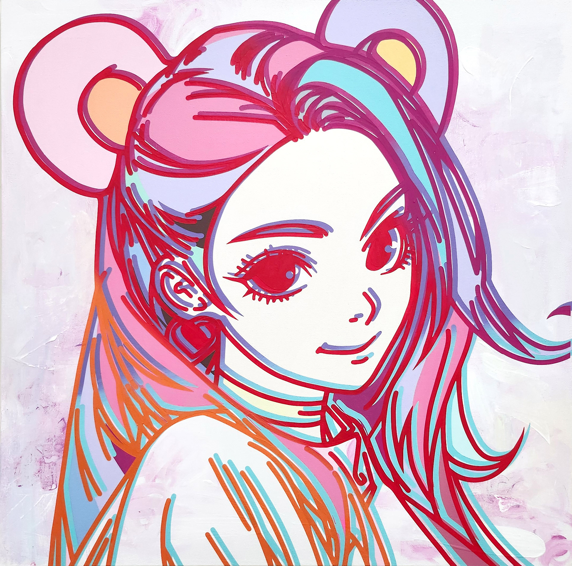 #646_Ariana Grande, Acrylic on canvas, 60.6 x 60.6 cm, 2023