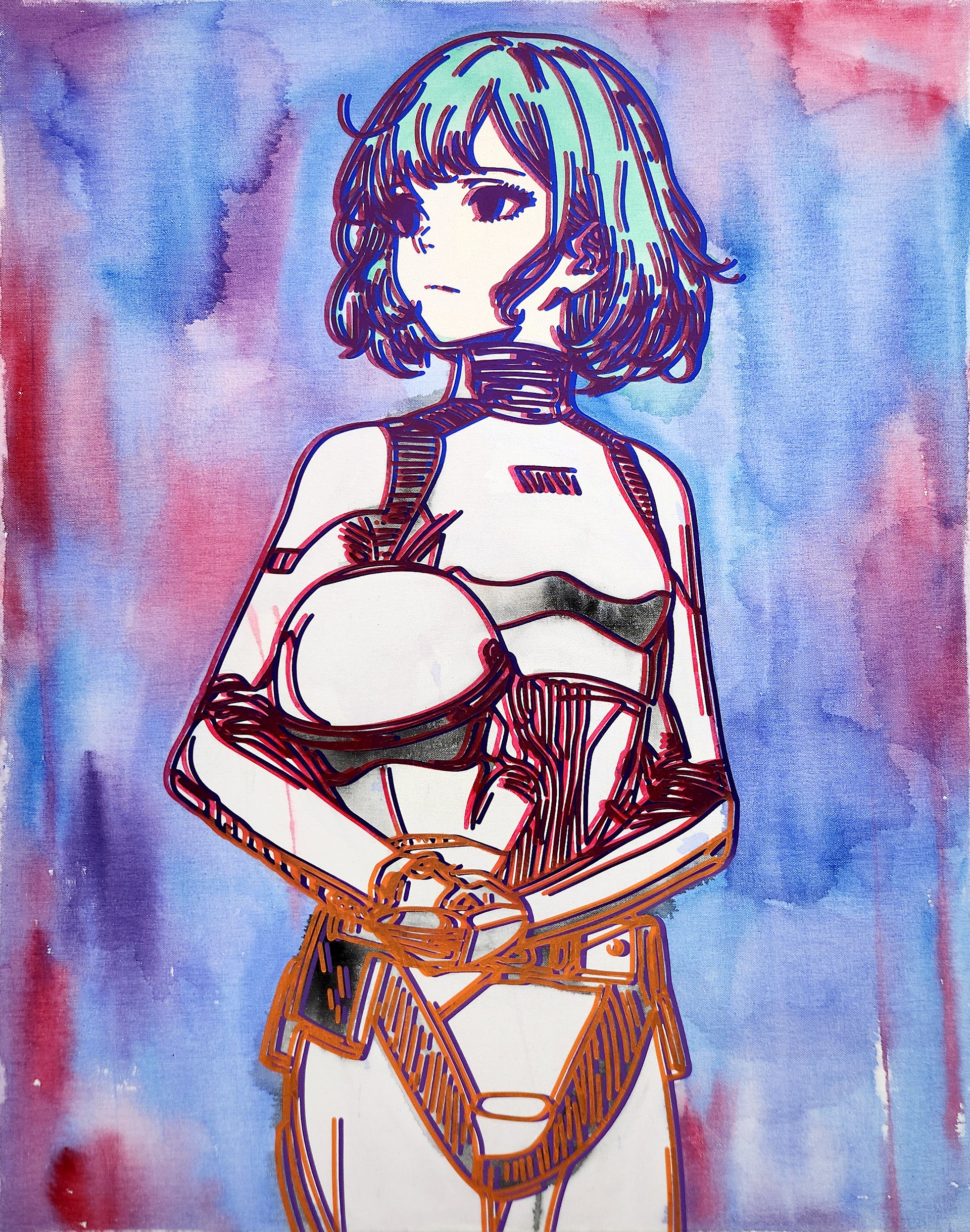 #1091_Stormtrooper, Acrylic and  oriental color on canvas, 90.9 x 72.7 cm, 2024