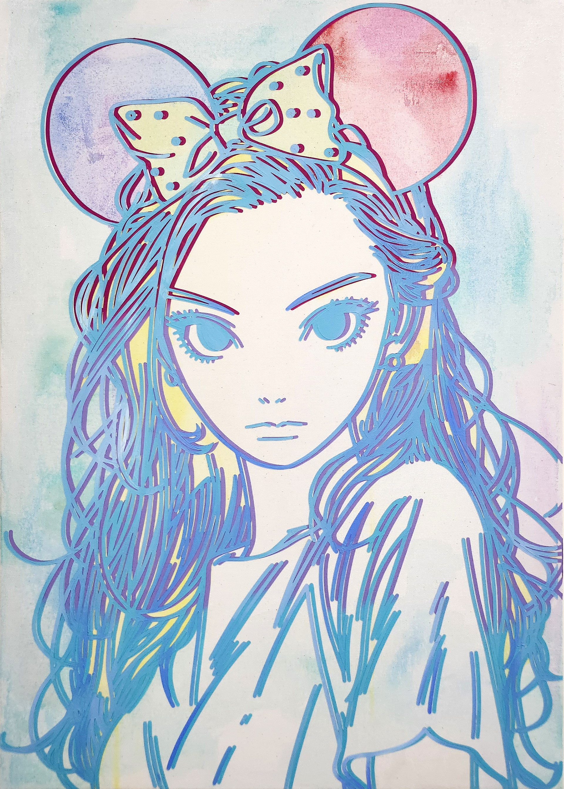 #904_Mini Mouse, Acrylic and  oriental color on canvas, 90.9 x 65.1 cm, 2023