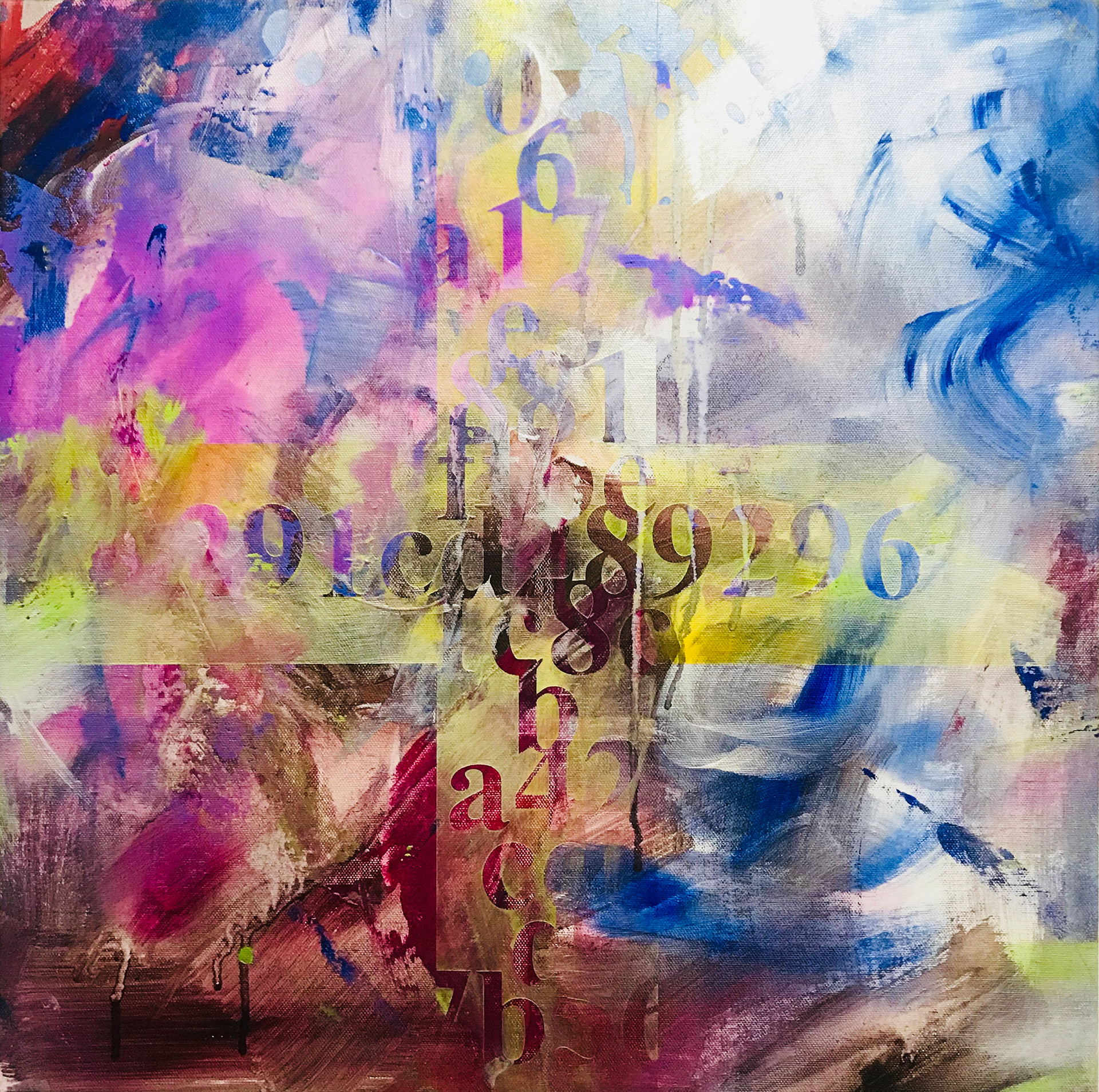 My Wallet of Ethereum in Upbit, Acrylic on canvas,  50 x 50 cm, 2018