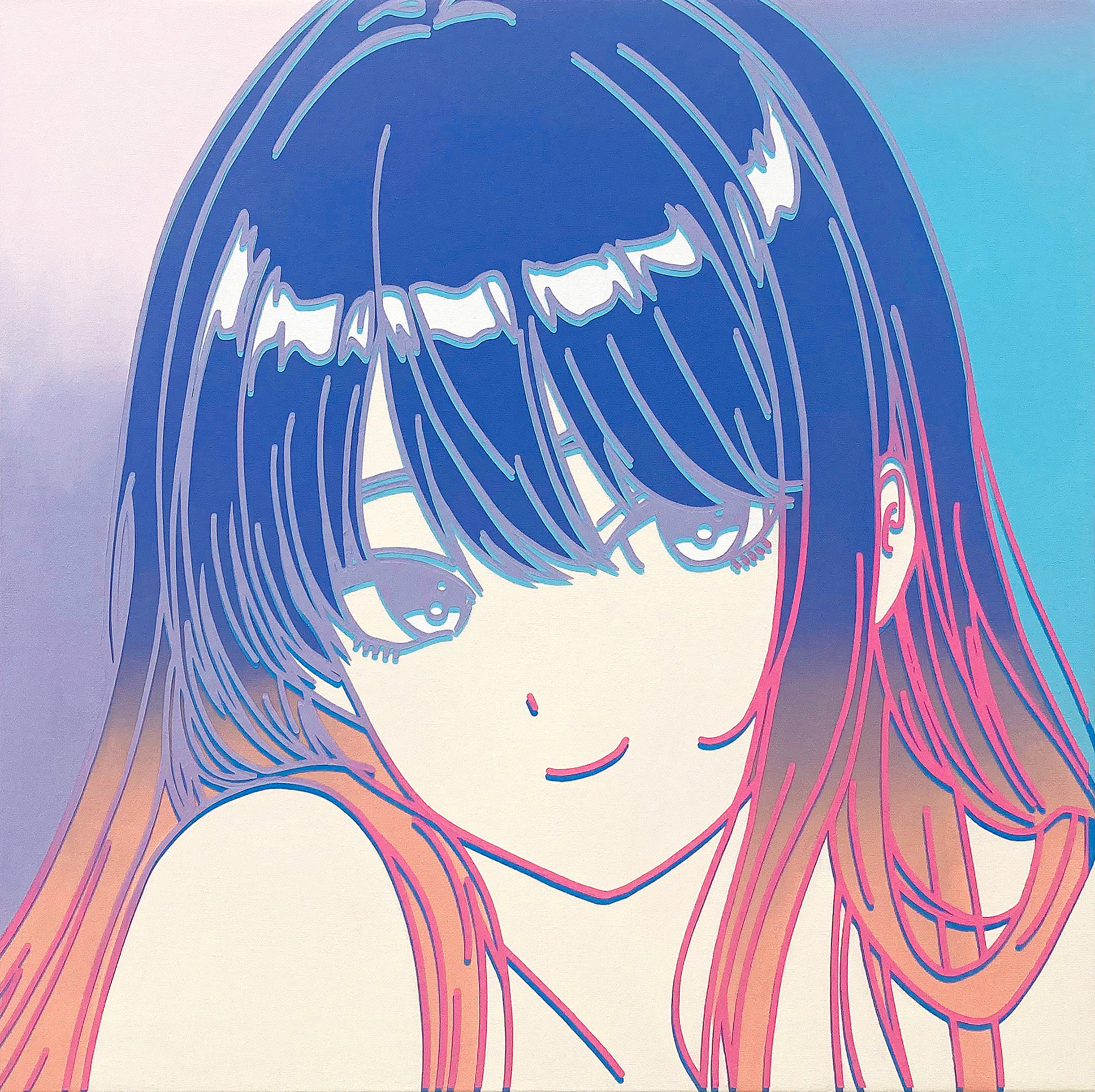 #381_80's Tokyo Girl, Acrylic on canvas, 60.6 x 60.6 cm, 2023