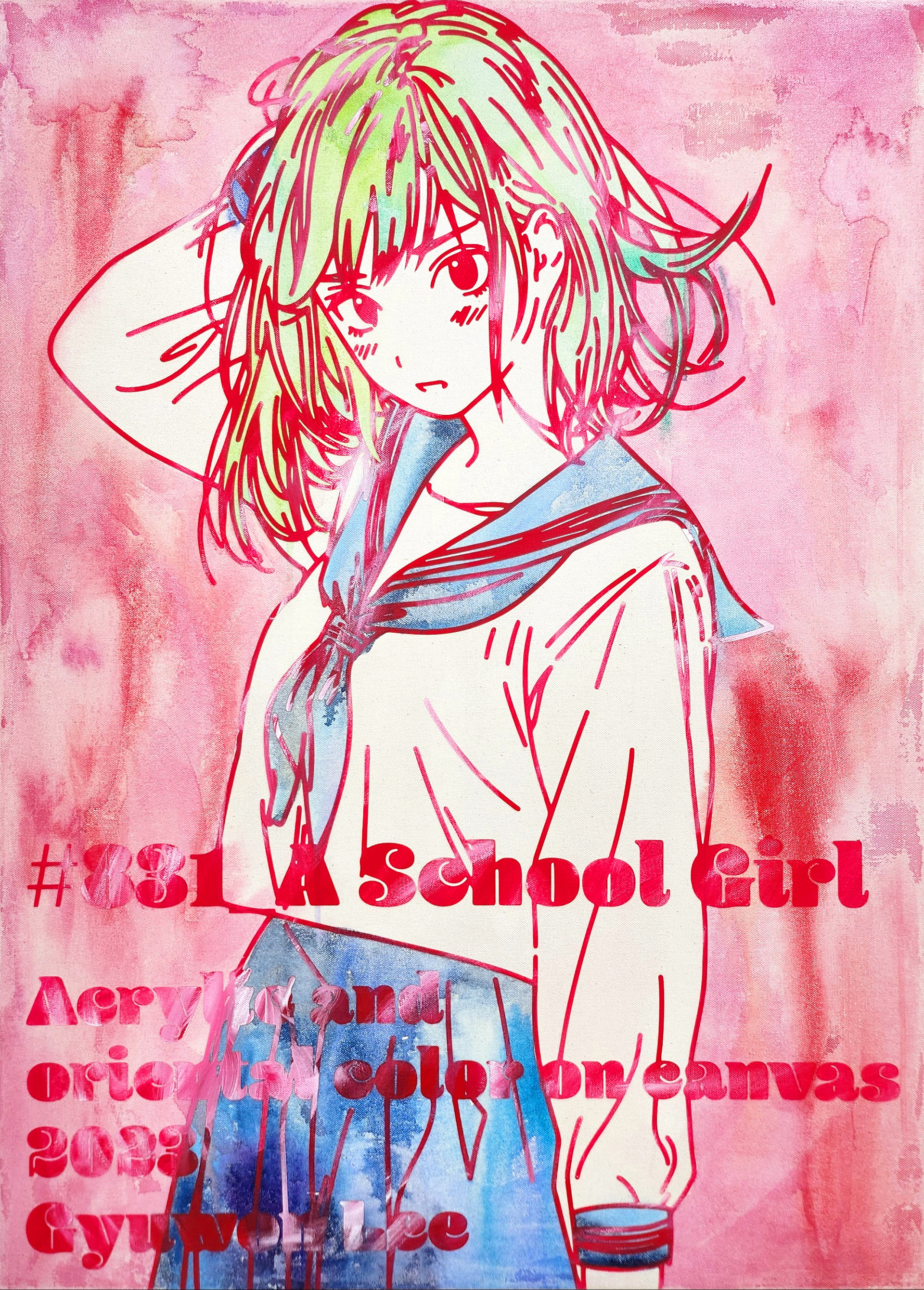 #831_A School Girl, Acrylic and  oriental color on canvas, 90.9 x 65.1 cm, 2023