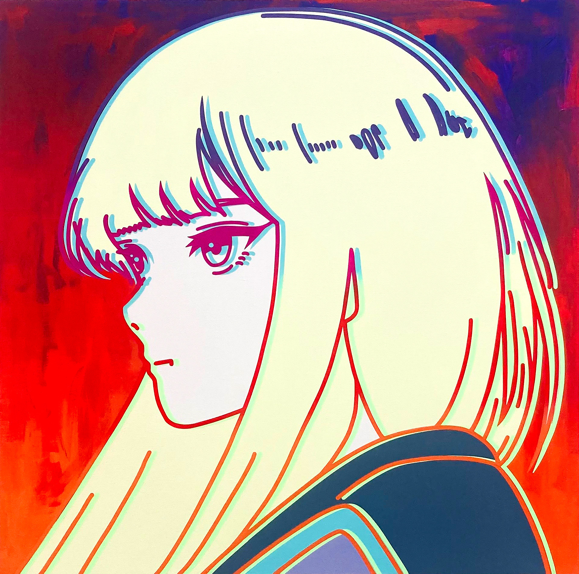 #563_Neon City Pop, Acrylic on canvas, 60.6 x 60.6 cm, 2023