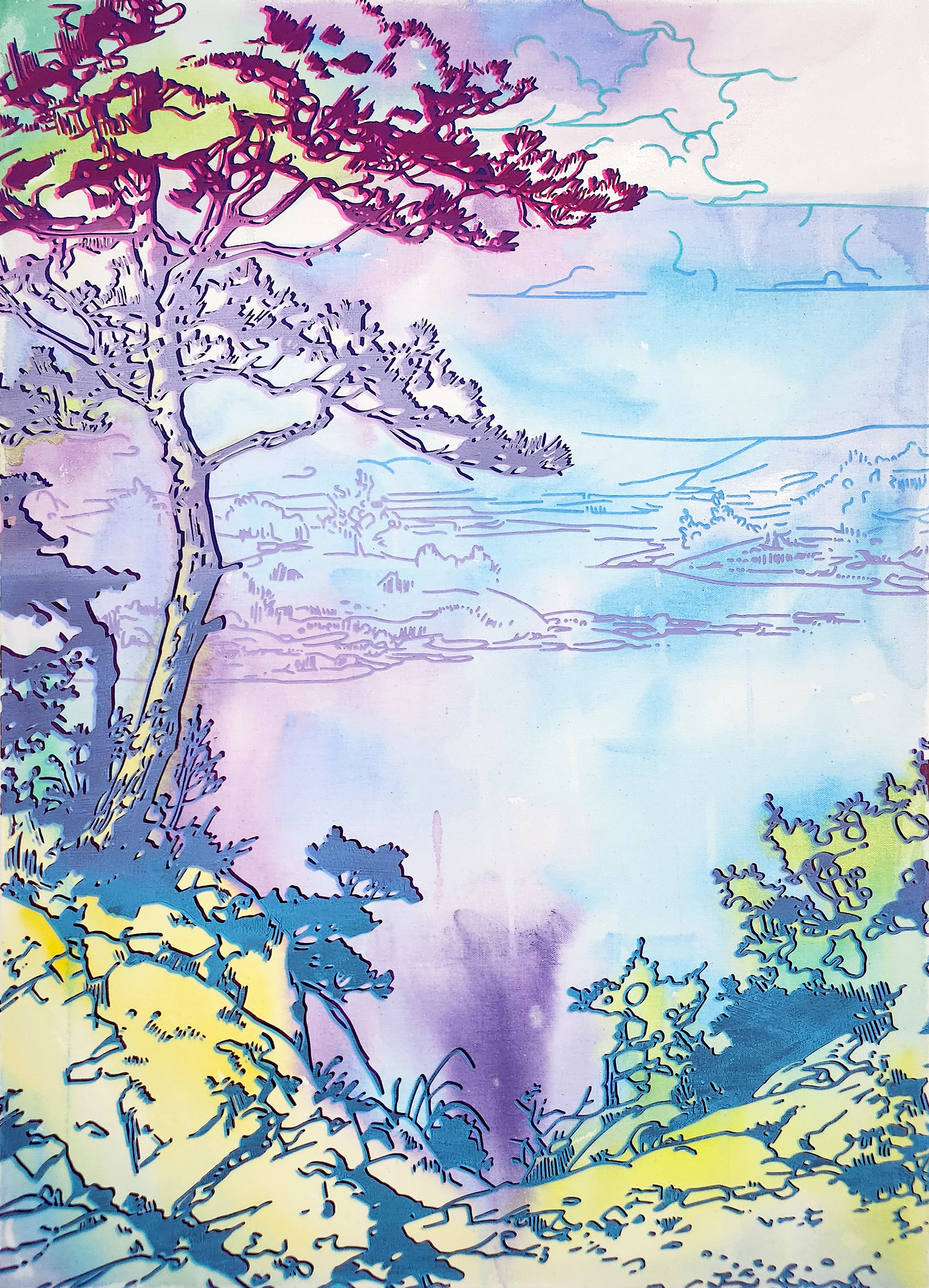 #3_Asian Old Landscape, Acrylic and  oriental color on canvas, 90.9 x 65.1 cm, 2024