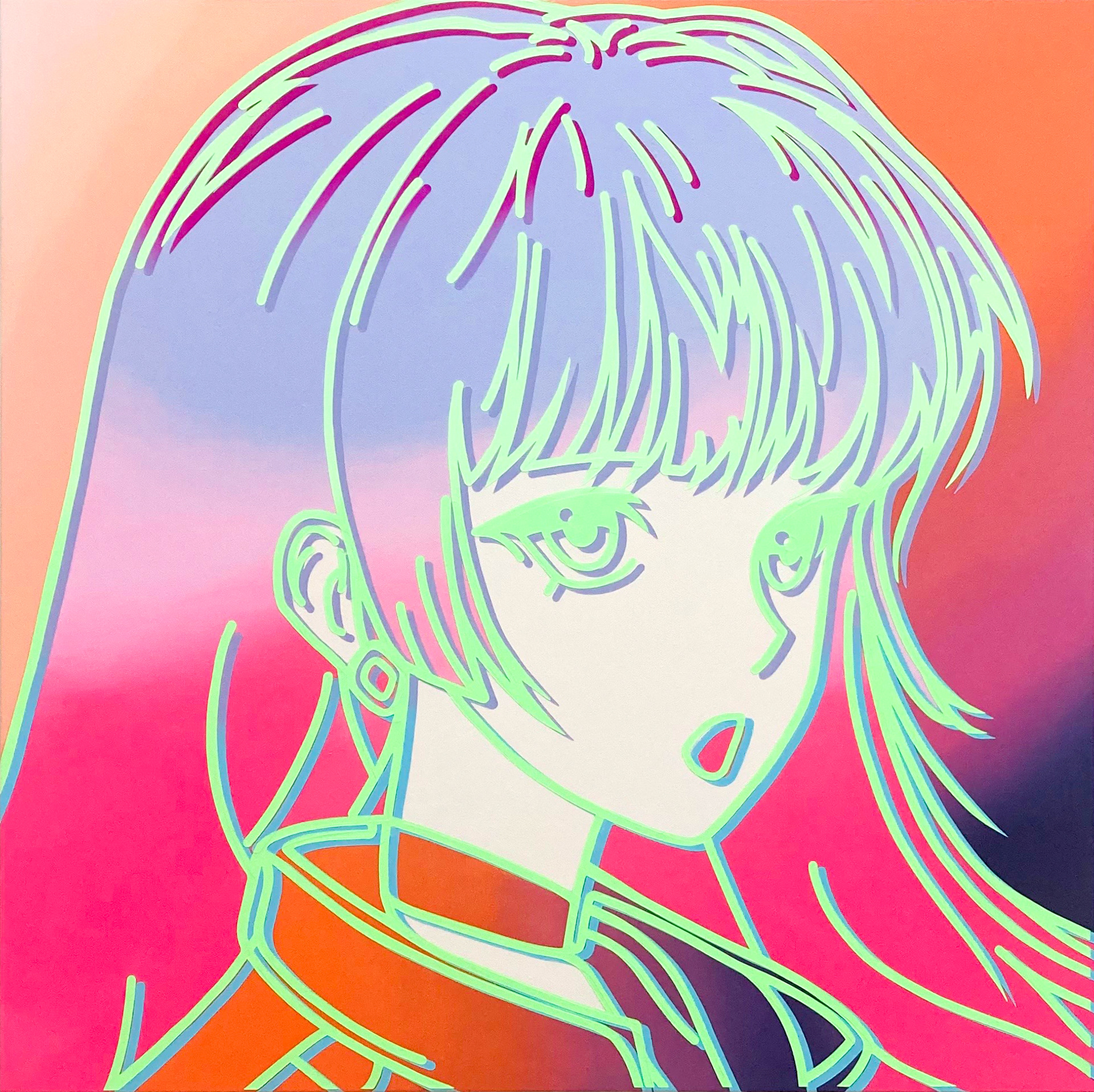 #541_Neon City Pop, Acrylic on canvas, 60.6 x 60.6 cm, 2023