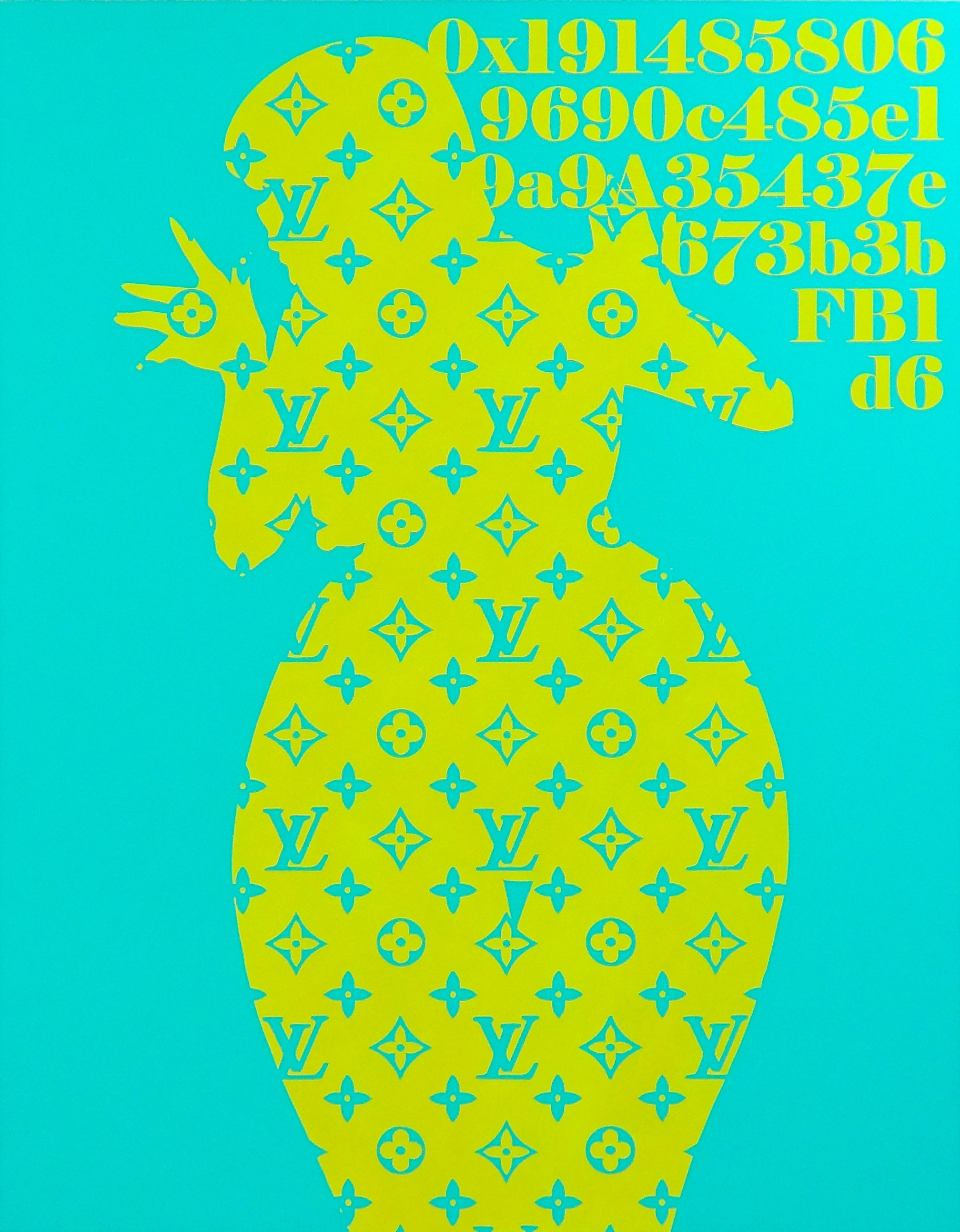 My Wallet of Ethereum(LV Yellow Girl), Acrylic on canvas, 116 x 89 cm, 2022