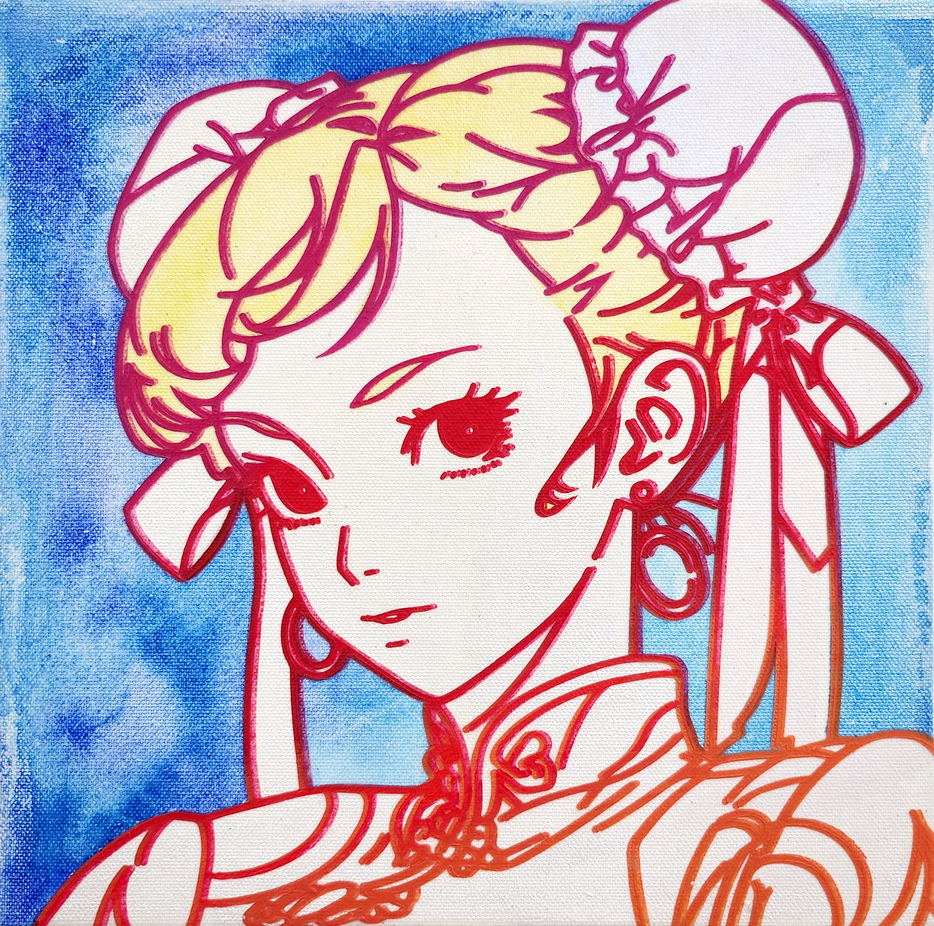 #735_Chun-li, Acrylic on canvas, 27.3 x 27.3 cm, 2023