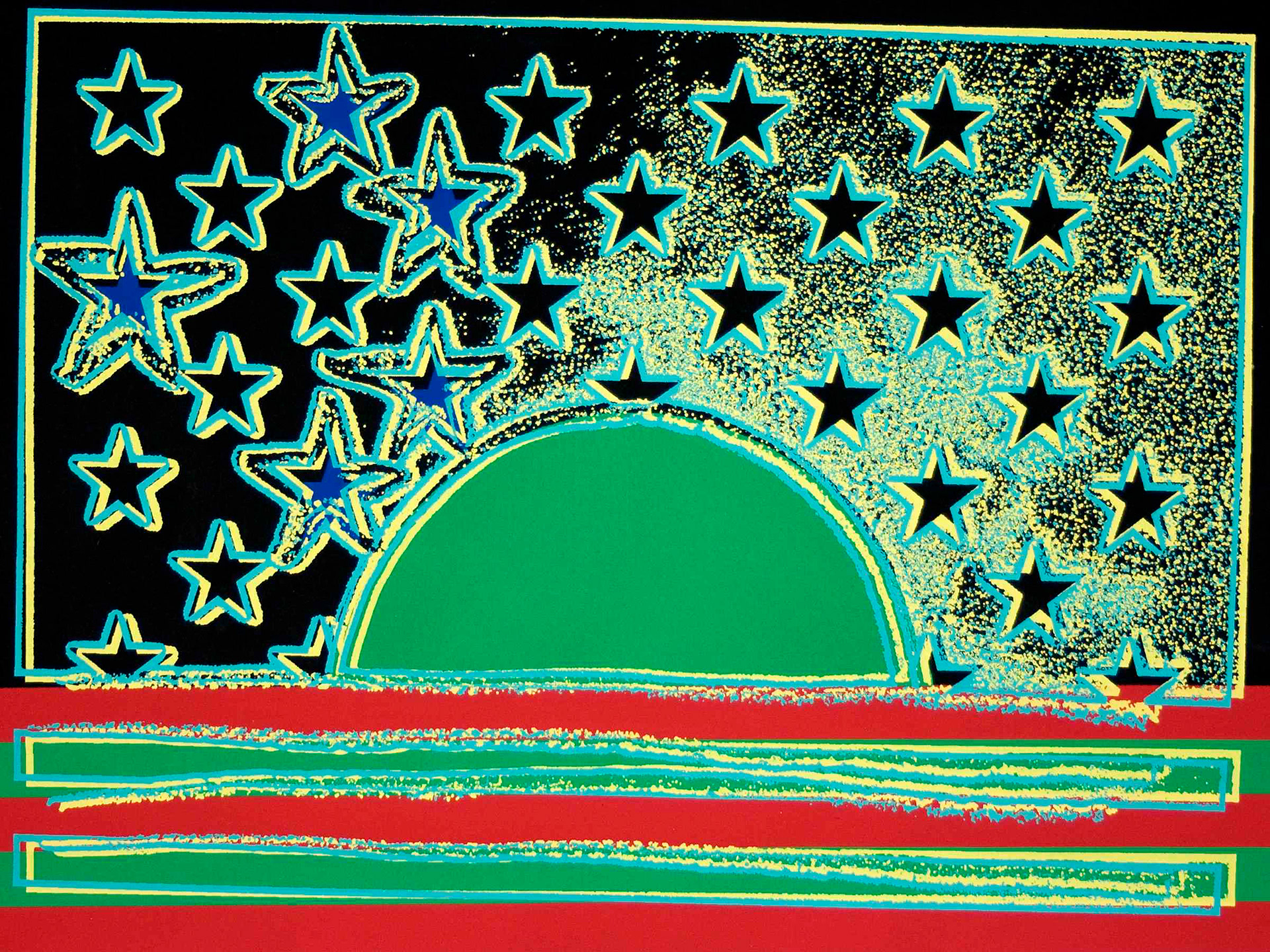 Sunset in Korea, Acrylic and silkscreen ink on canvas, 76.2 x 101.2 cm, 2012