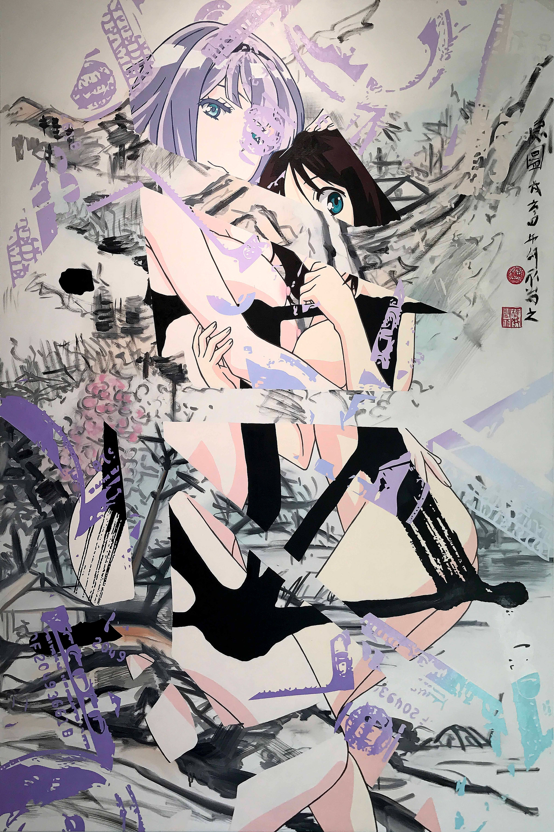 Two Girls in the Trap,  Oil on canvas, 145.5 x 97 cm, 2016