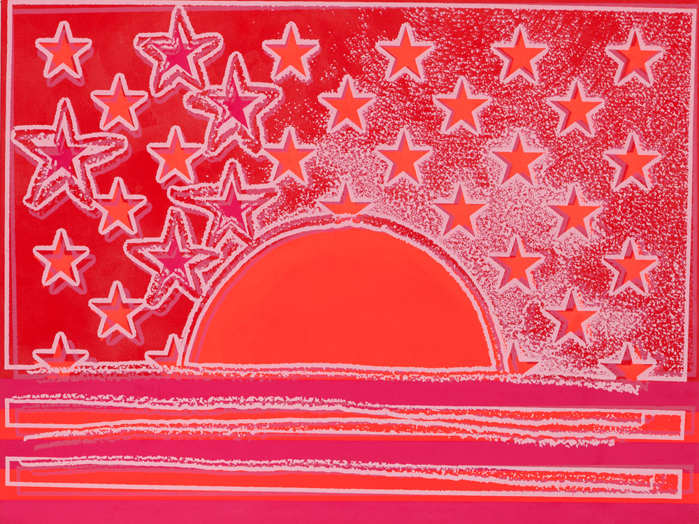 Sunset in Korea, Acrylic and silkscreen ink on canvas, 76.2 x 101.2 cm, 2012